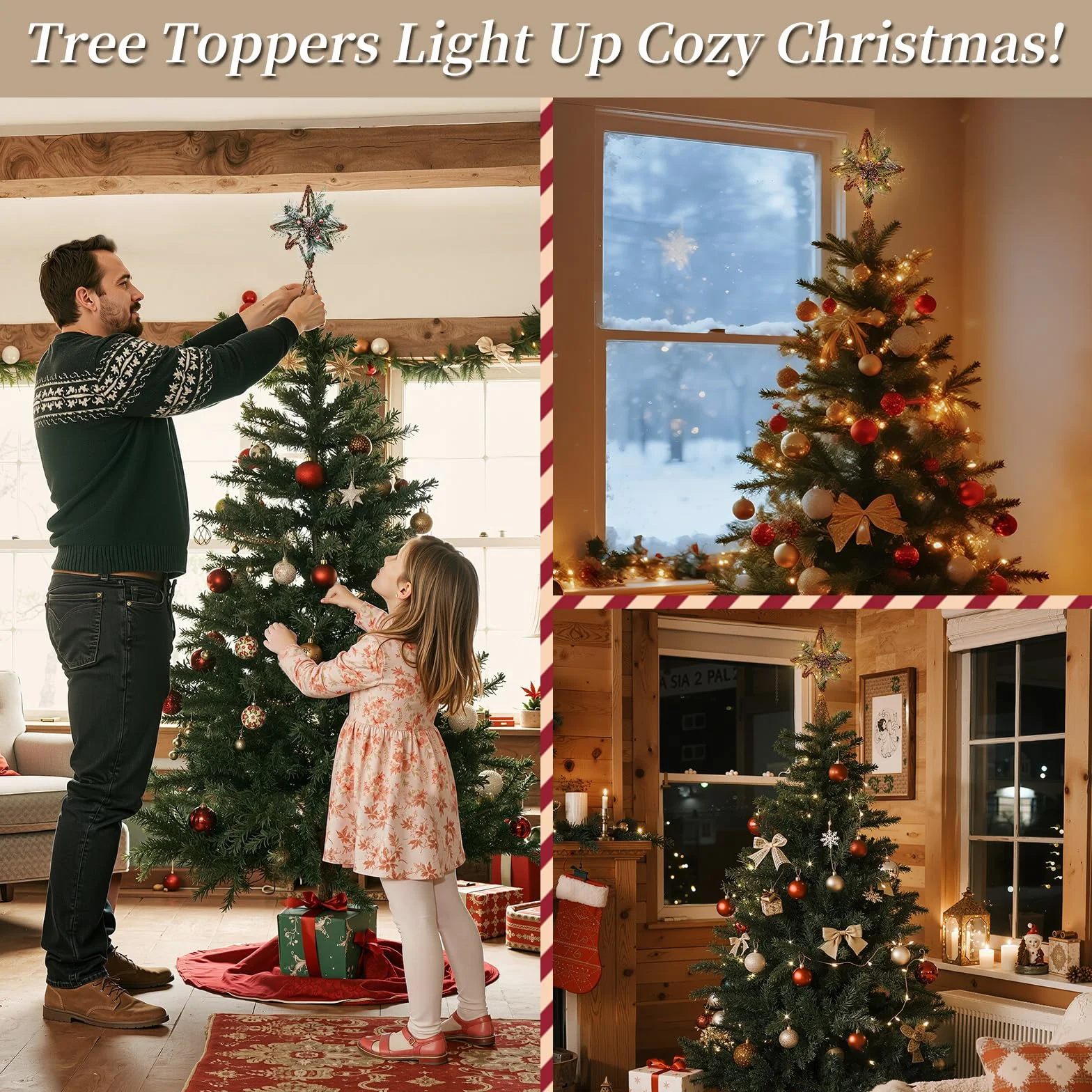 Lewondr Corona De Árbol De Navidad, 13,19" 20 LED Estrella De Navidad Ratán Rústica con Piña Y Hojas, Temporizador 6H, 8 Modos De Luz, USB Y Control Remoto Estrella Corona Árbol, Marrón