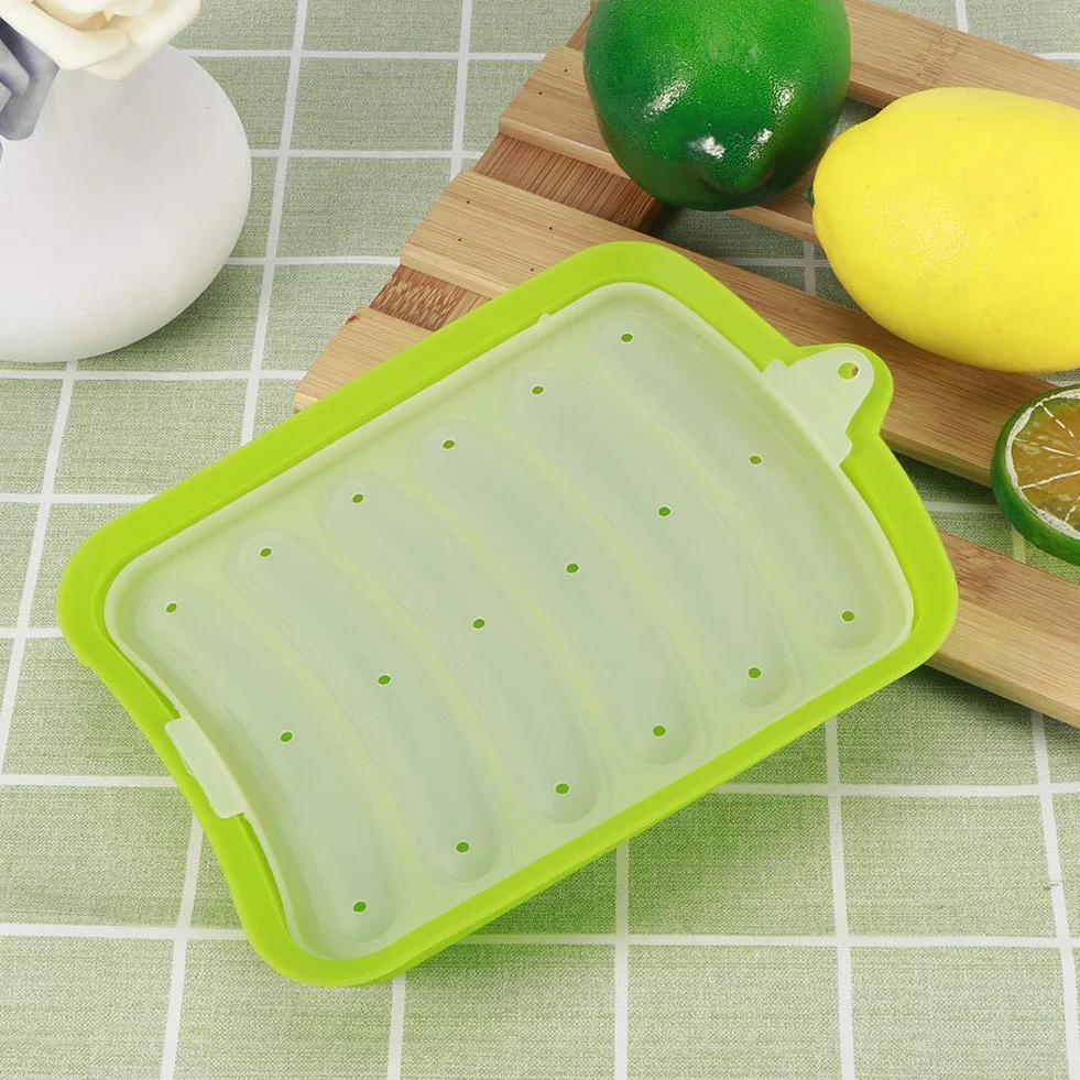 Molde de silicona para salchichas,antiadherente,paquete de 3 moldes para hornear perros calientes para niños,sin BPA,hecho a mano,bandeja para hamburguesas y salchichas,molde para comida para(Verde)