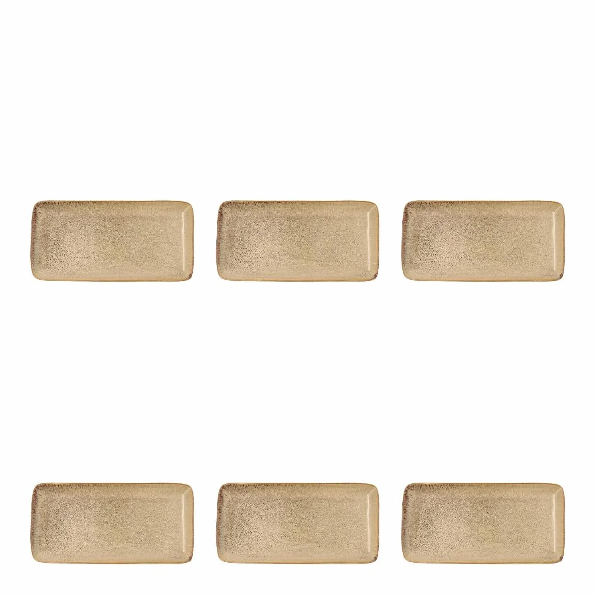 Bidasoa Set de 6 Fuente Rect 28X14 Cm Ikonic de Gres 28 x 14cm | Marrón, Gres, forma rectangular, acabado brillo, 28 x 14cm