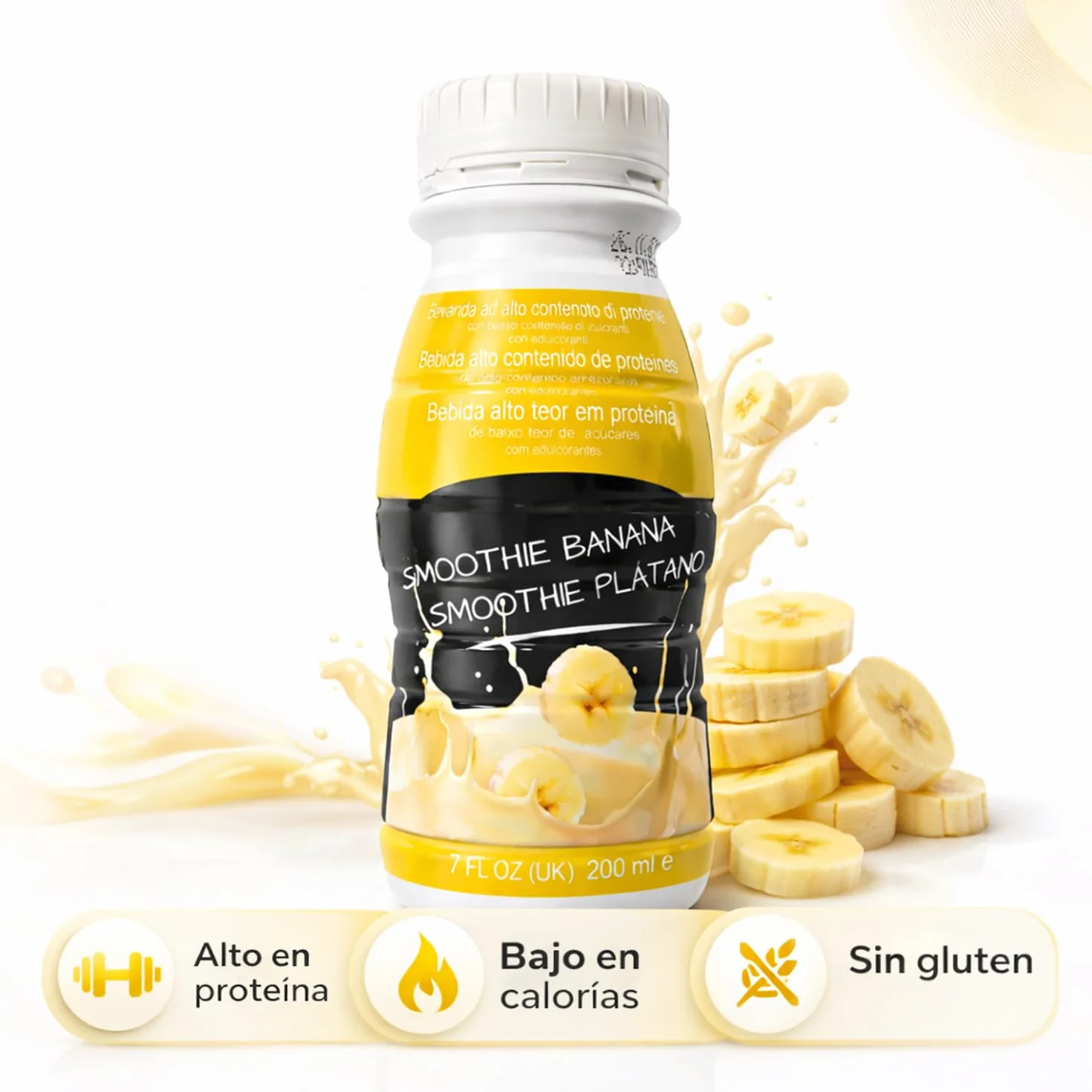 Batidos de proteínas pack x8 botellas 200 ml smoothie cremoso sabor plátano o fresa