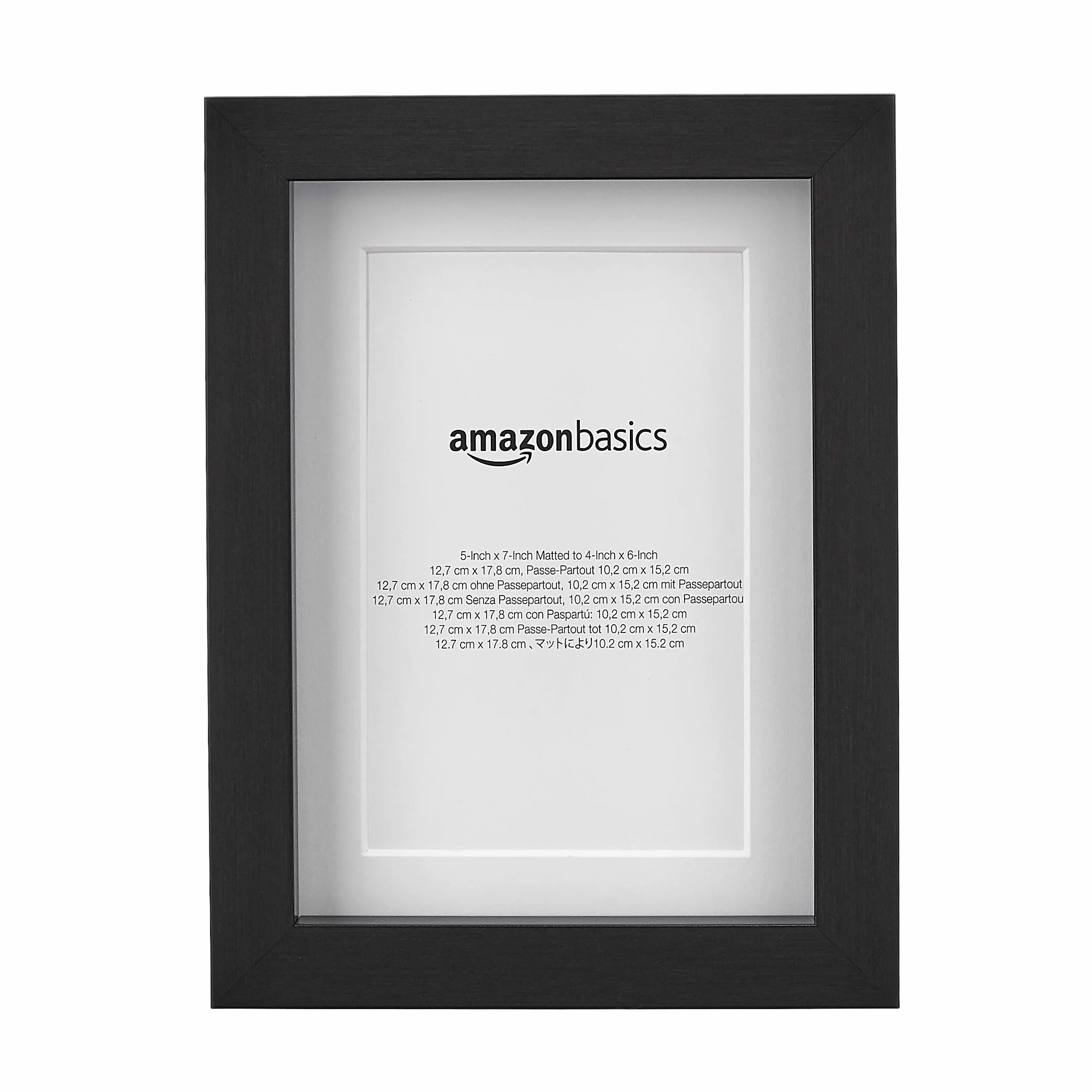 Amazon Basics Marco para fotos con paspartú, 18 x 13 cm con paspartú de 10 x 15 cm, Rectangular, Negro, Paquete de 2
