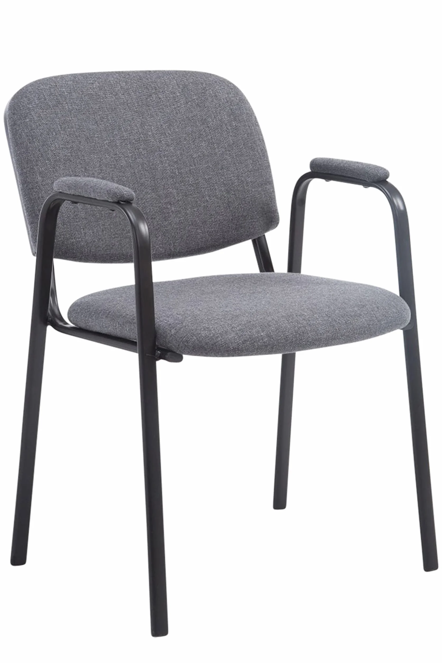 CLP Silla Apilable Ken Pro Acolchada con Reposabrazos, Silla de Conferencia de Tela Apilable, Estructura Metalica Negra Resistente hasta 150 kg, Color:Gris