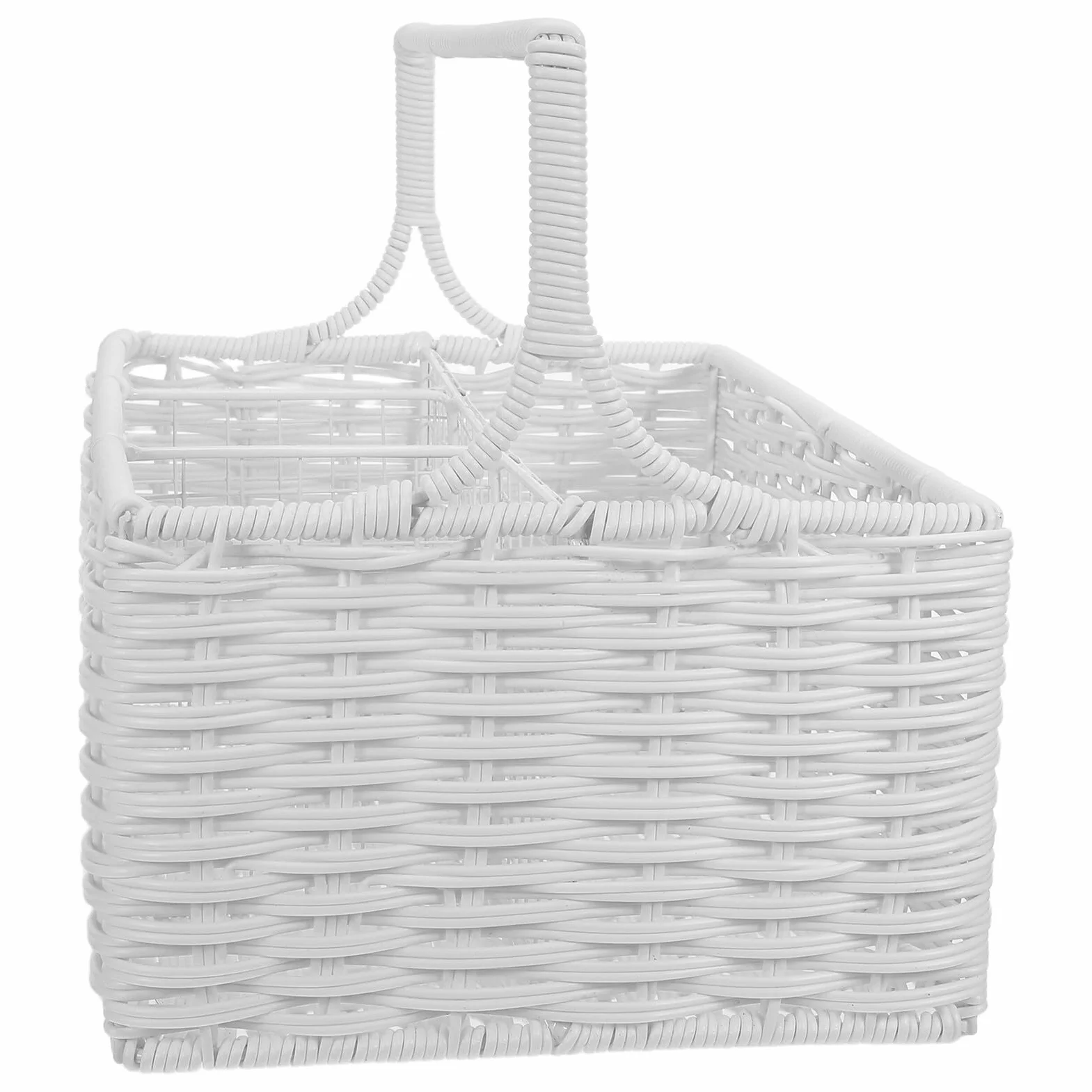 TOYANDONA Cesta Organizadora para Cubiertos de Cocina con Compartimentos Cesta Tejida de Color Organizador Portátil para Tenedores y Cuchillos Adecuado para Uso Doméstico