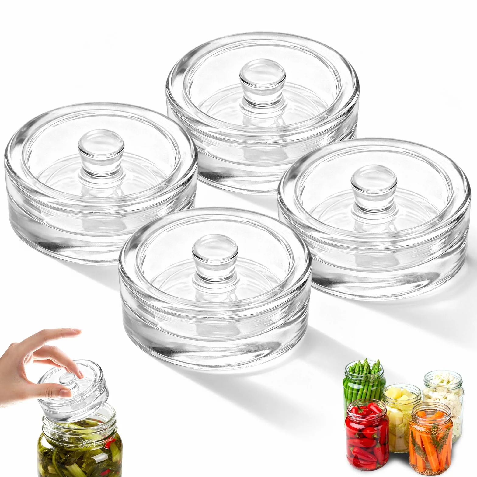 4 pesos de fermentación, pesos de vidrio para fermentación (7 cm de diámetro), peso de fermentación, accesorios para fermentación, adecuado para la fermentación de pepinillos, chucrut, etc.