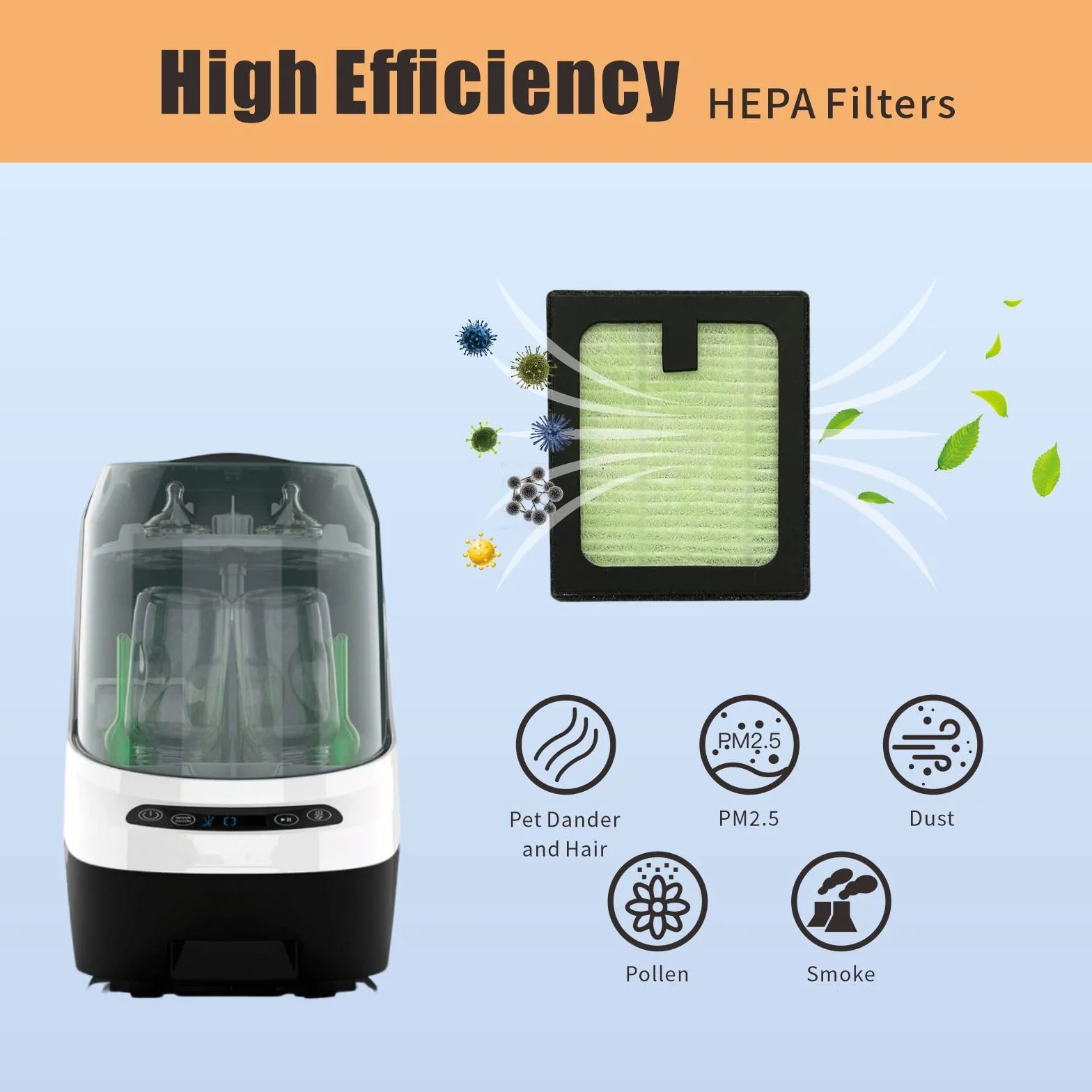 Filtro HEPA para lavadora de biberones Baby Brezza Pro, paquete de 4, filtro HEPA original H13 de alta eficiencia, polvo de aire limpio