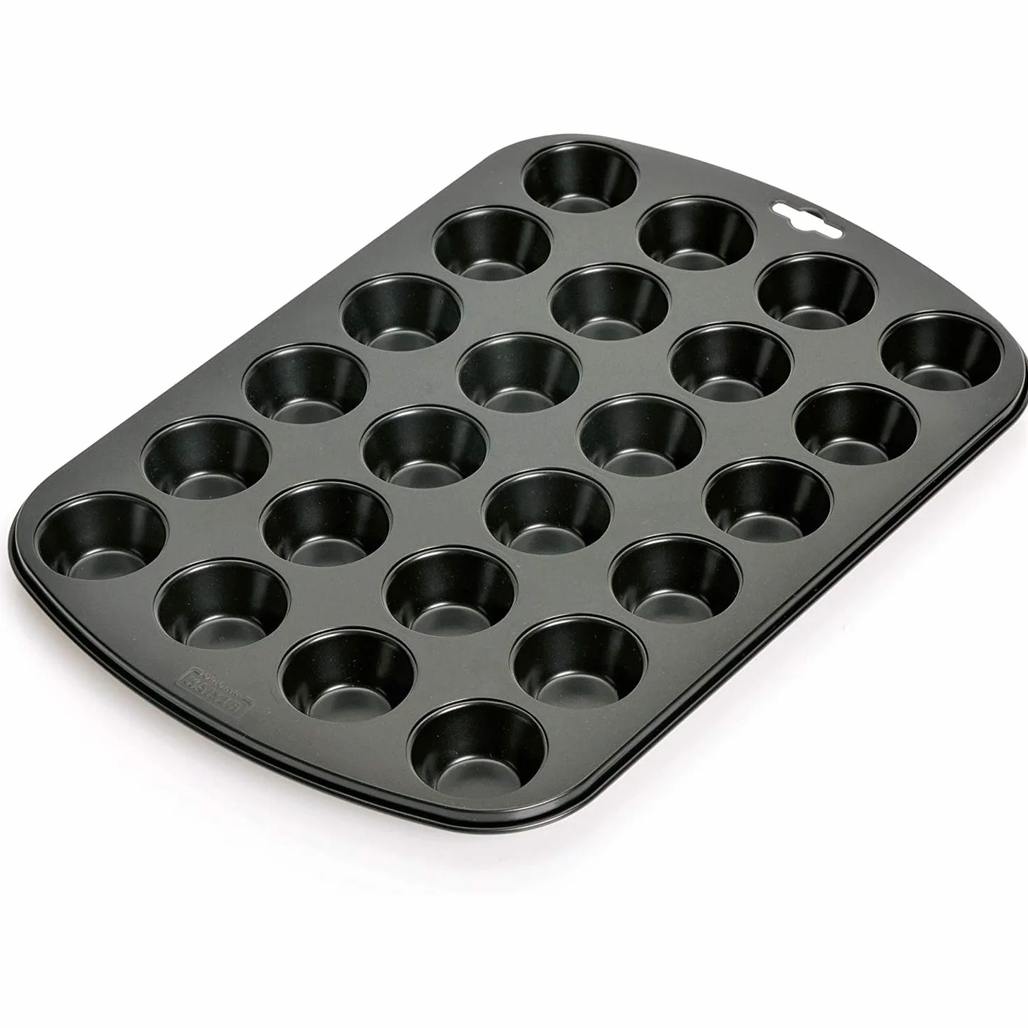 ORIGINAL KAISER - Molde 24 Mini Magdalenas, Molde para Mini Muffins de 38 x 27, Acero con Revestimiento Antiadherente, Negro
