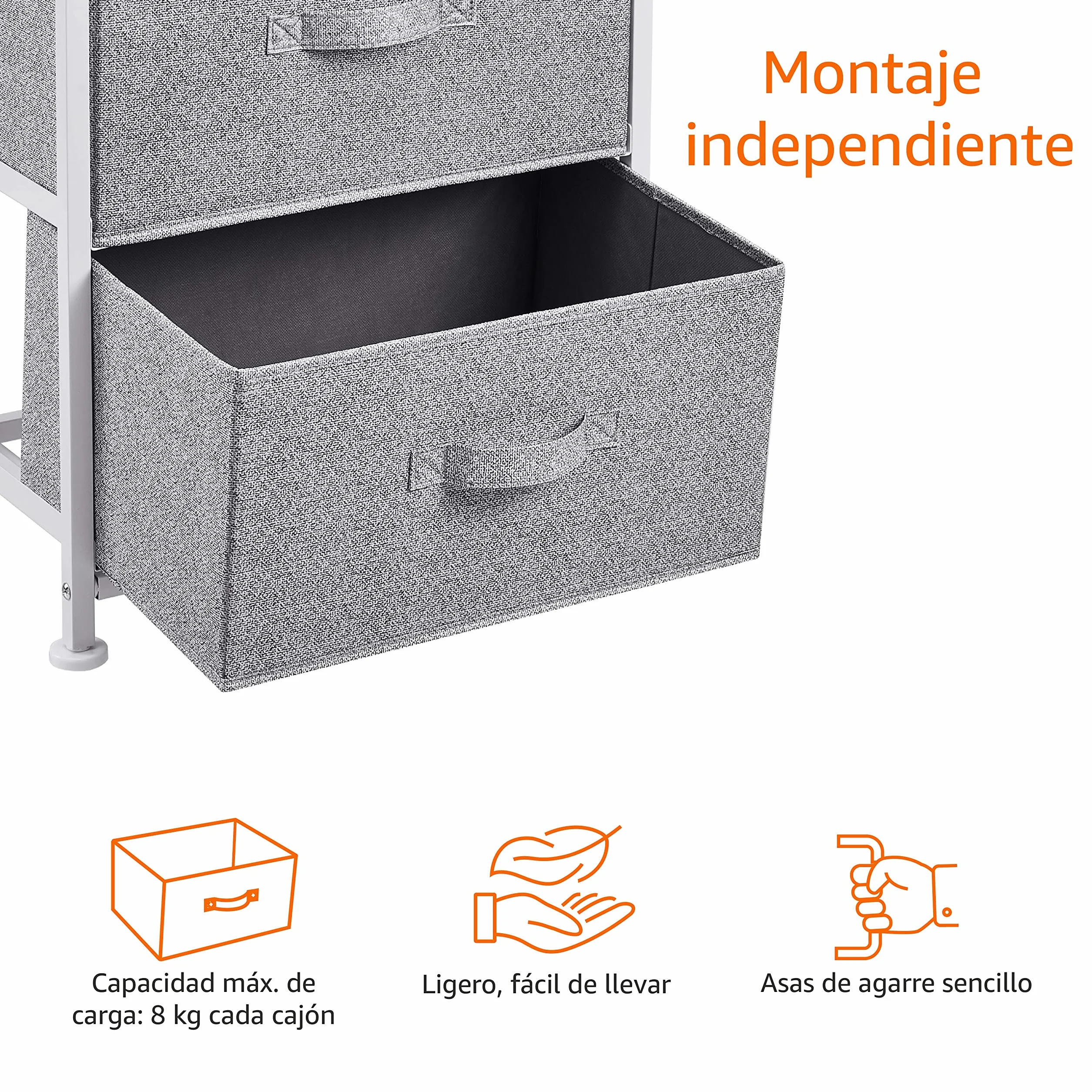 Amazon Basics Unidad de almacenamiento, de tela, con 4 cajones, para armario, blanco