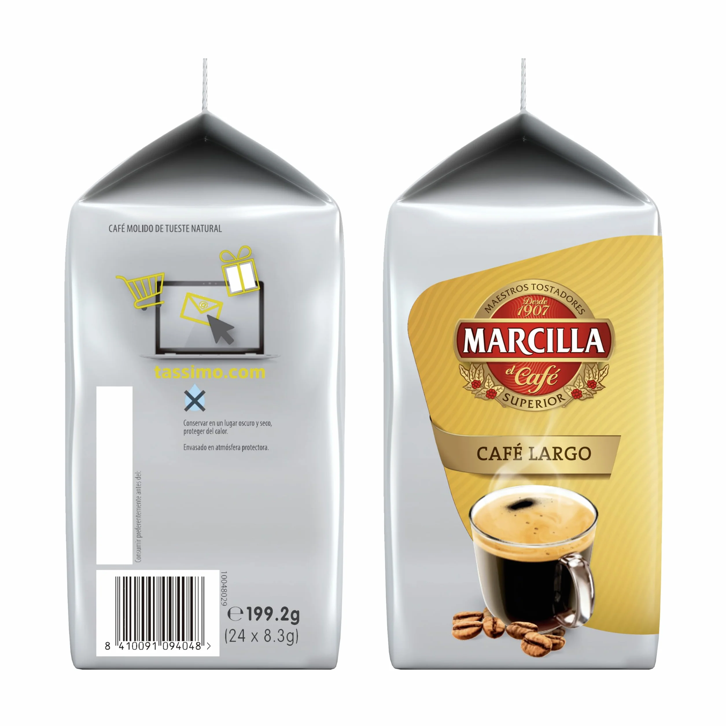 Marcilla Cápsulas de Café Largo Intensidad 10 Compatibles Tassimo 24 ud.
