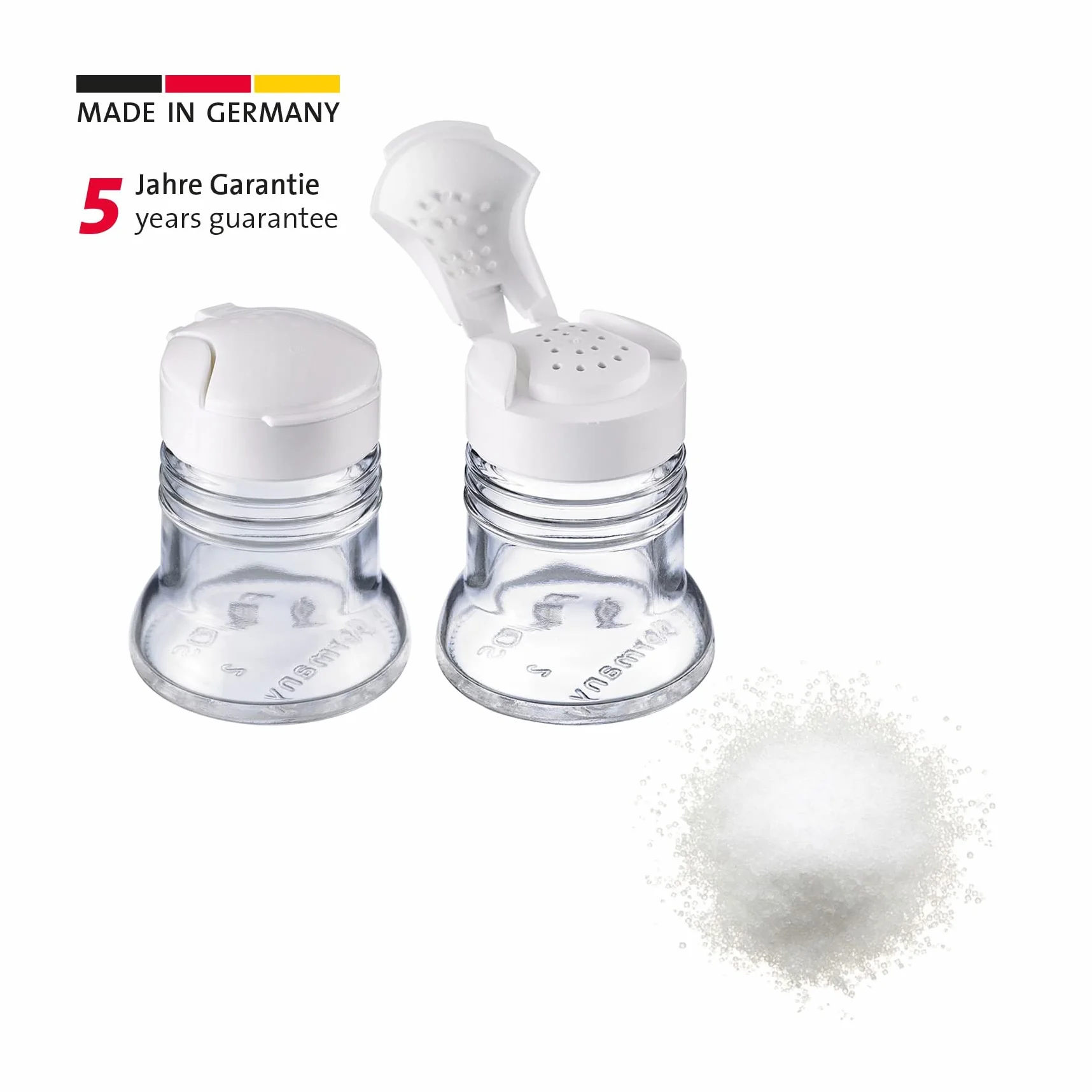 Westmark Especiero universal, Capacidad: 40 ml cada uno, Vidrio/plástico, Paris-Snap, Blanco/transparente, 63052270