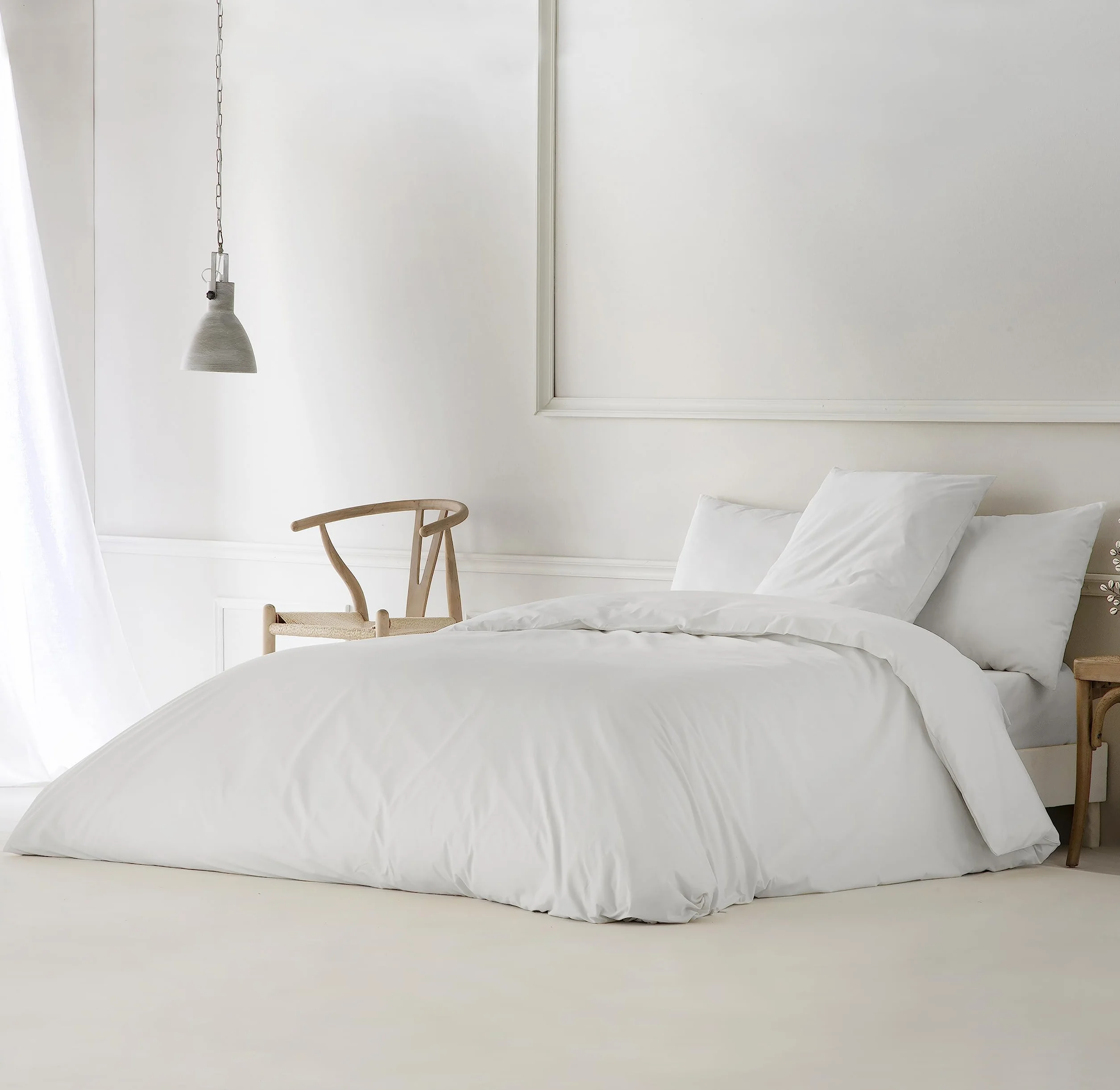 Funda nórdica Lisa Blanco Cama 180 cm - 260x240 cm, algodón 200 Hilos. Cierre con Botones.