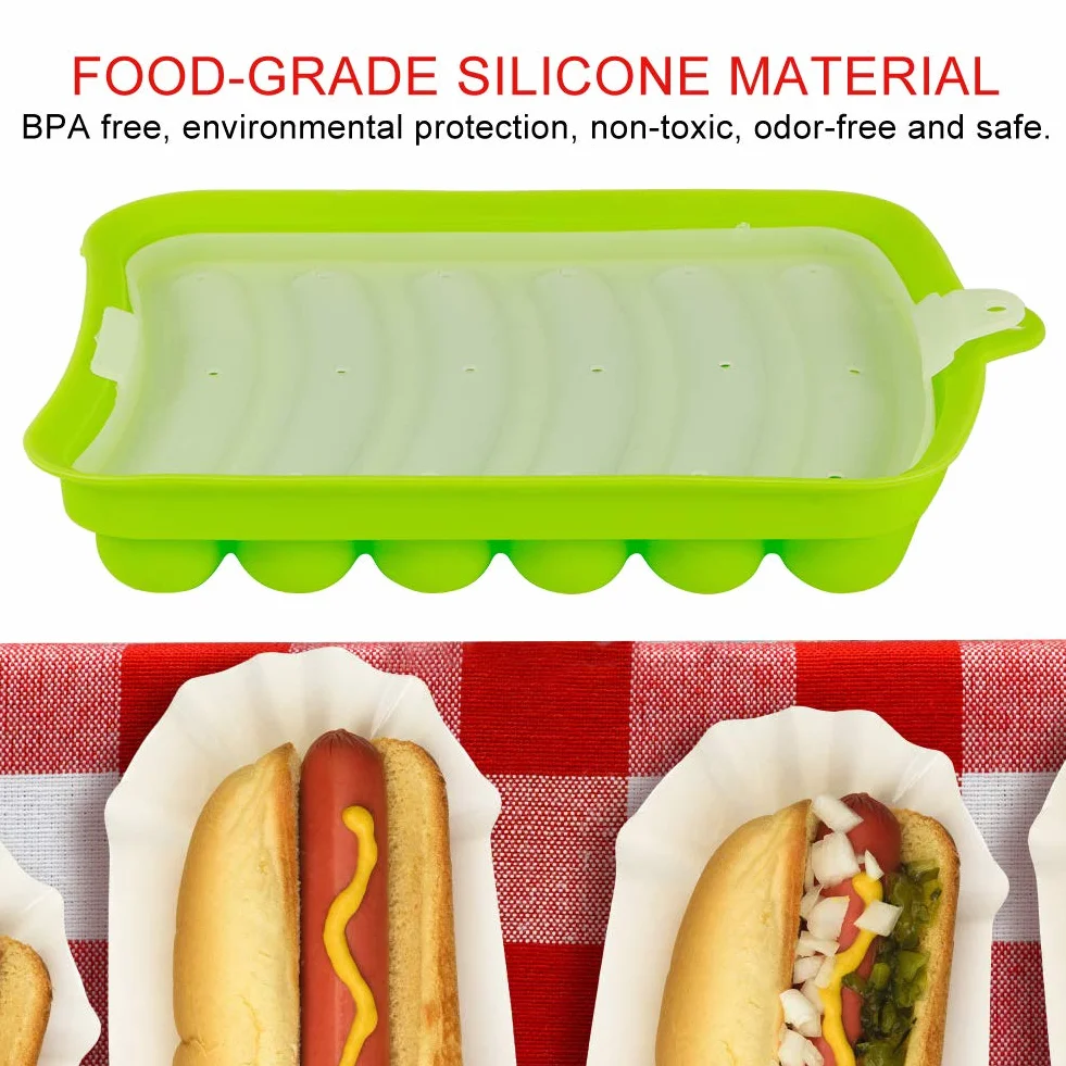 Molde de silicona para salchichas,antiadherente,paquete de 3 moldes para hornear perros calientes para niños,sin BPA,hecho a mano,bandeja para hamburguesas y salchichas,molde para comida para(Verde)