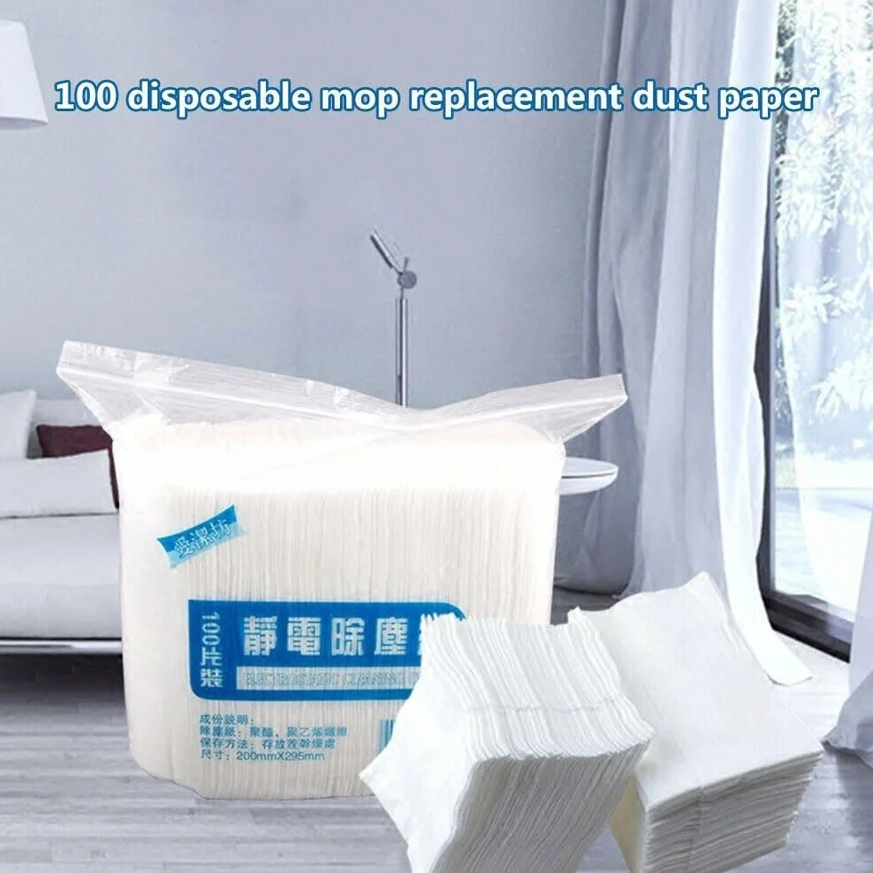 Recambios de mopa electrostática 100 papeles limpieza estáticos 20x30 cm suelos madera azulejos mármol