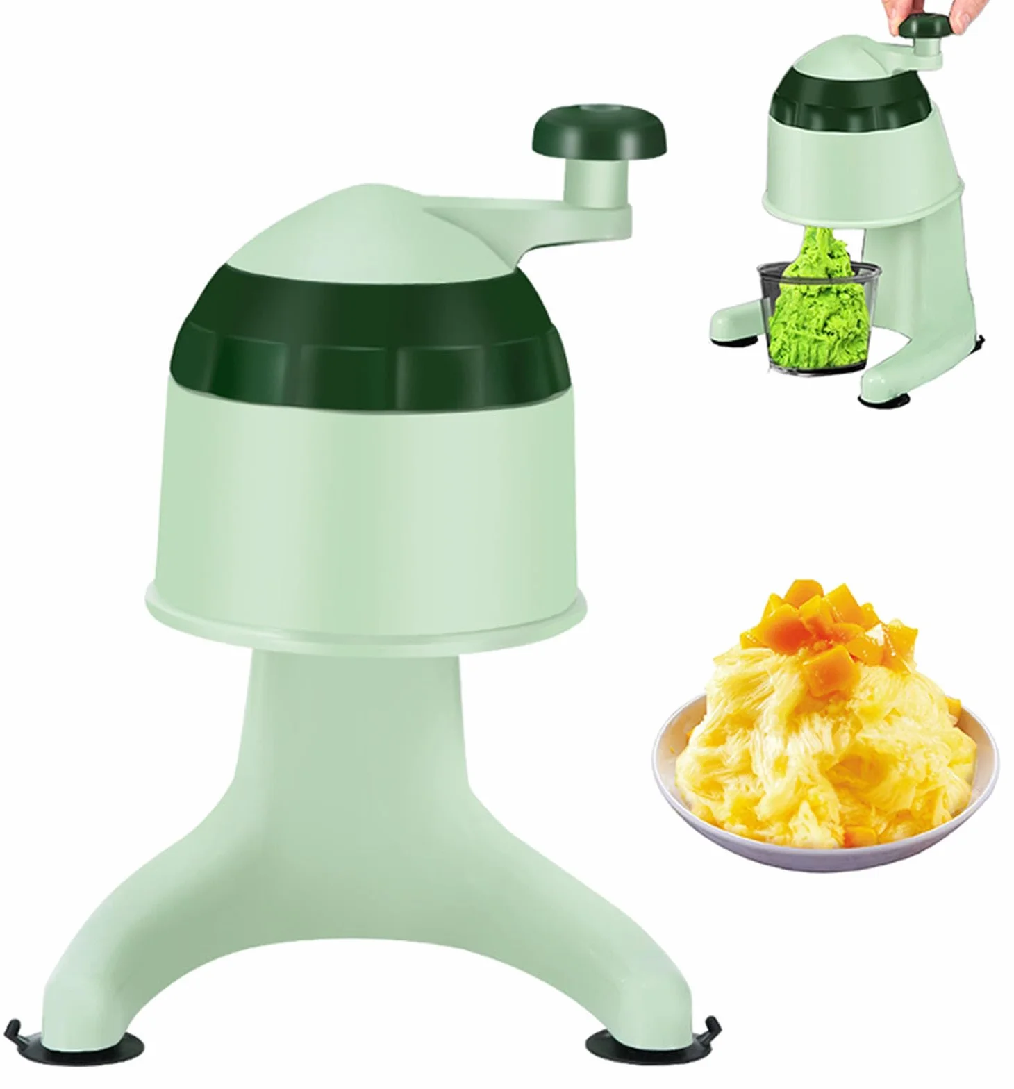Máquina Manual de Conos de Nieve y Máquina de Afeitar de Hielo, Trituradora de Hielo Portátil, Cuchillas de Acero Inoxidable, Máquina de Hielo Raspado para Helados, Cócteles, Granizados, Kakigori