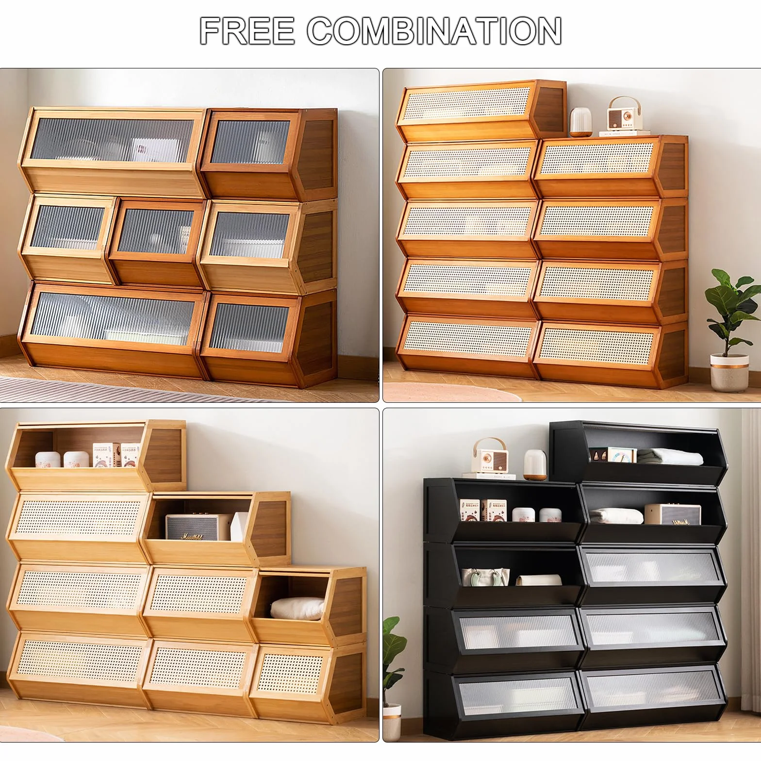 Baúles de Almacenamiento apilables de Madera Maciza, Caja de Almacenamiento Modular, organizadores de Almacenamiento para Armario, Armario de Entrada para Libros, bocadillos, Juguetes