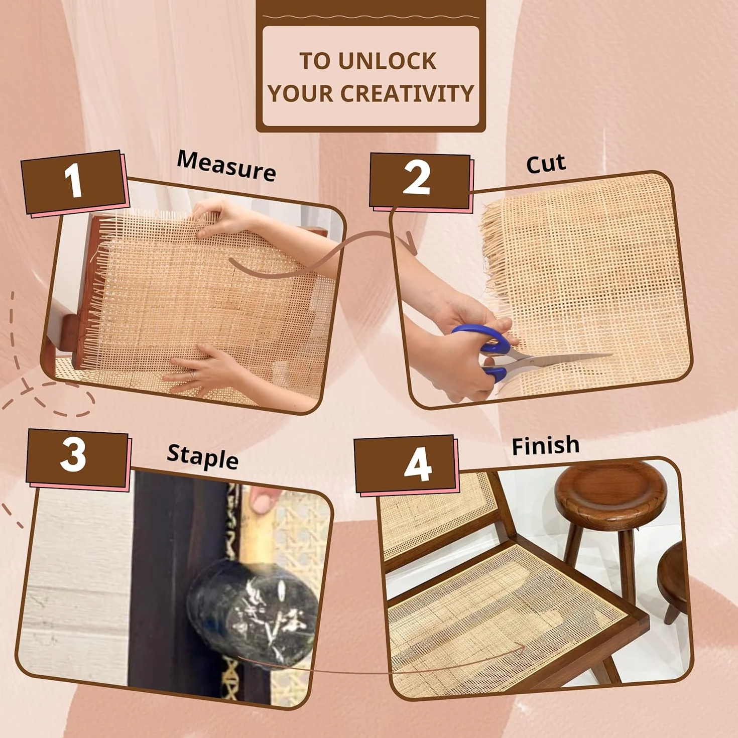 HEYOUTH Rollo de Mimbre Natural,Correas de Caña Natural,Trenza vienesa,Rejilla Mimbre,para Proyectos de Caning,Caña de Malla Abierta Tejida para Muebles, Sillas, Armarios, Techos(40cm x 2 m)