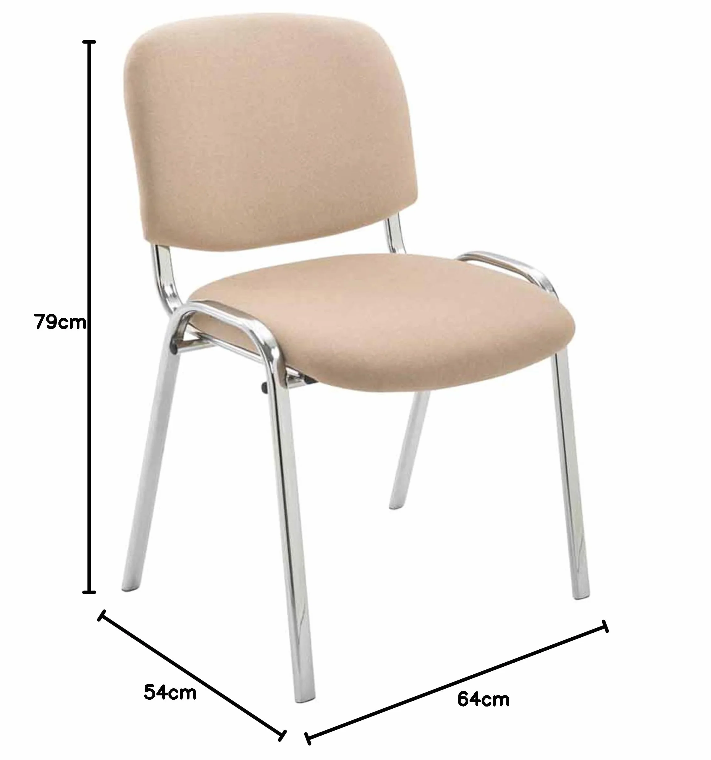 Juego de 4 Sillas Confidente Ken Chrom Tapizadas en Tela Apilables, Crema