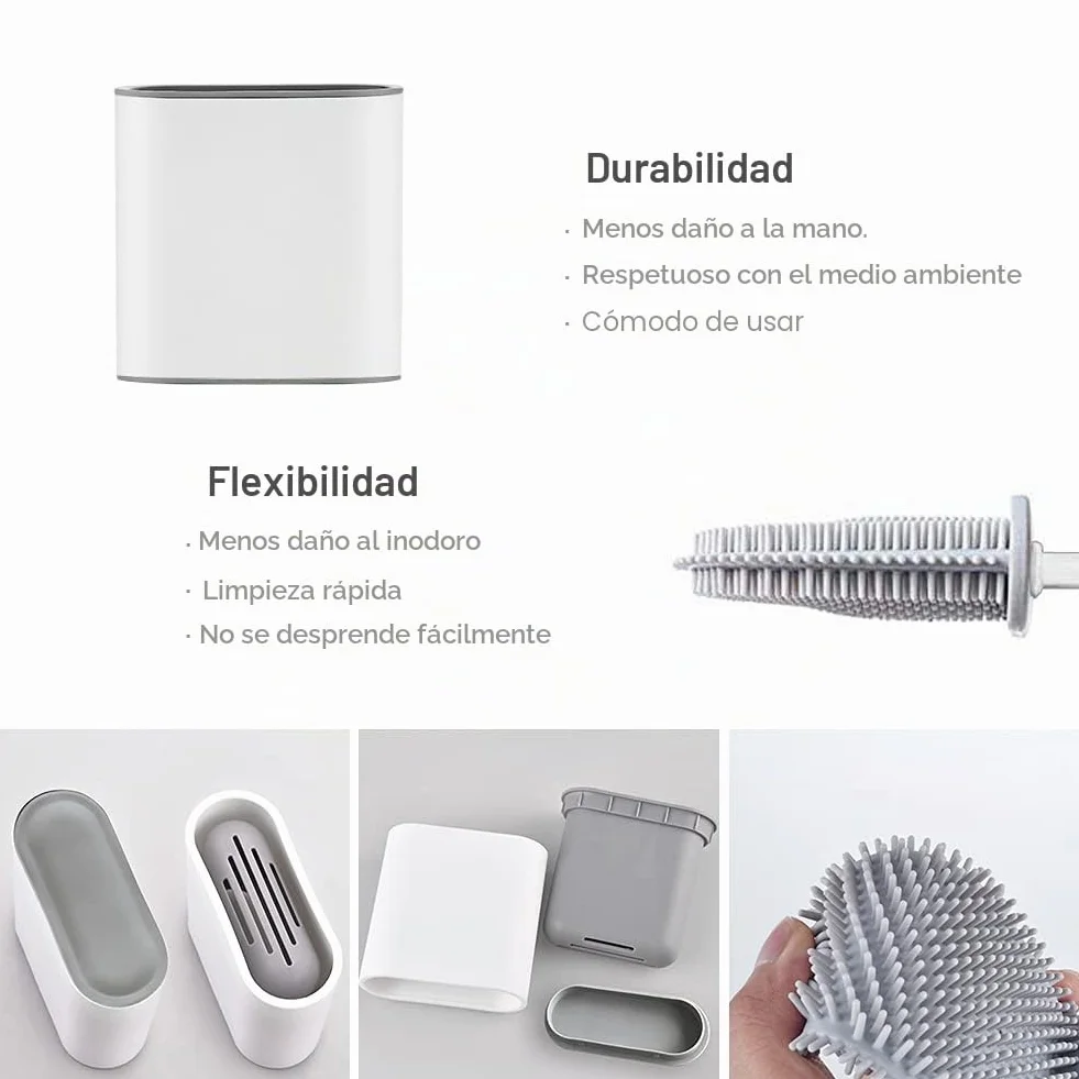 Ibergrif M34151-3 Escobillas y Portaescobillas de Inodoro, Cepillo y Soporte para WC, Silicona, Blanco