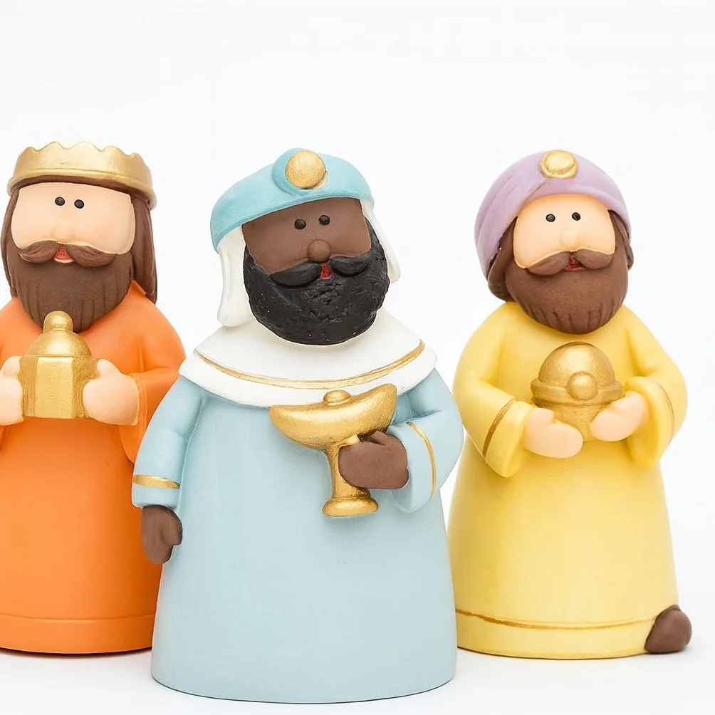 Belén Infantil Completo con 7 Figuras de 9 cm. Portal del Nacimiento Infantil para Decorar en Navidad. Completa tu Escena con Las Figuritas del Pesebre.