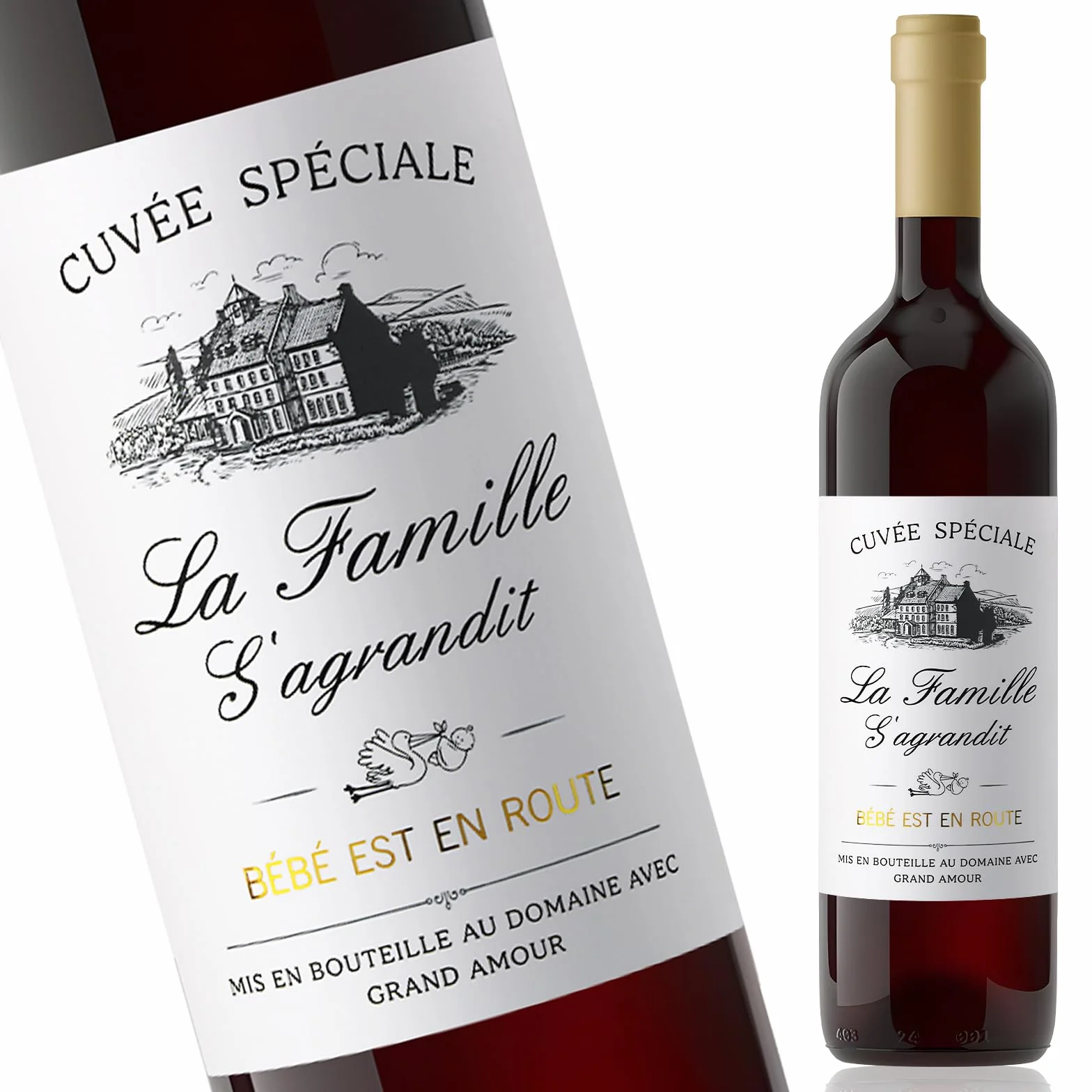 4pcs Etiquetas Adhesivas para Botella de Vino Champán Agua Pegatinas Autoadhesiva de Embarazo Regalo Sorpresa de Nacimiento