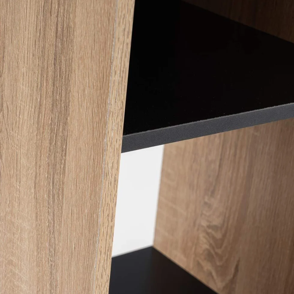 LOLAhome Estantería Cubo de 8 Cubos Madera MDF Negra y Natural