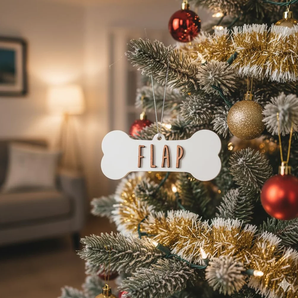 Adornos Navidad Personalizados: Decoracion Arbol, Placa Perro, Bola Navidad, Letras Madera, Hueso