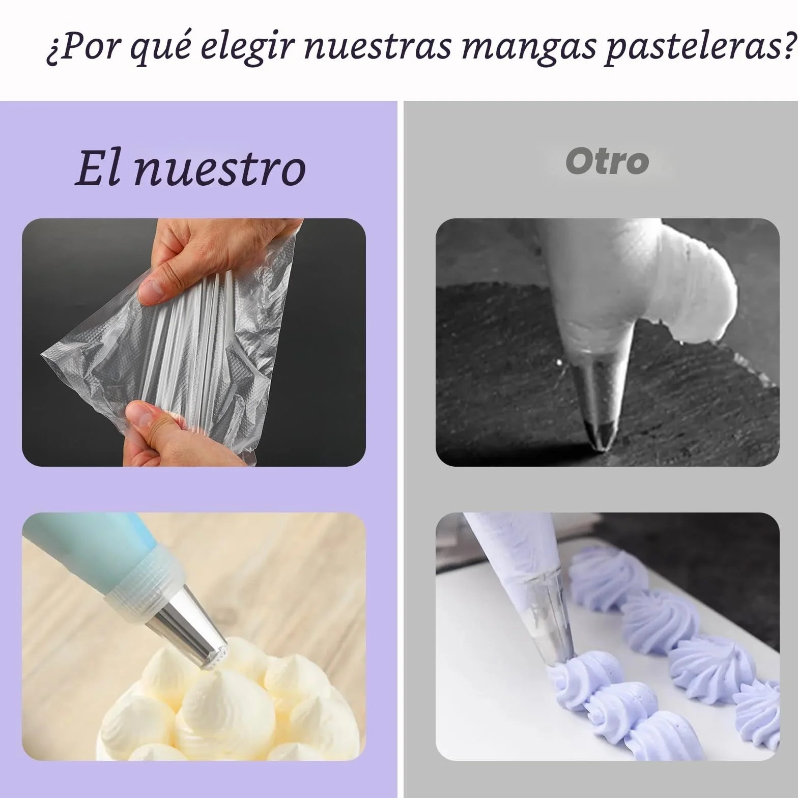 CRESZZLE Manga Pastelera Profesional 30x20cm 100 Unidades Desechables + 6 Boquillas