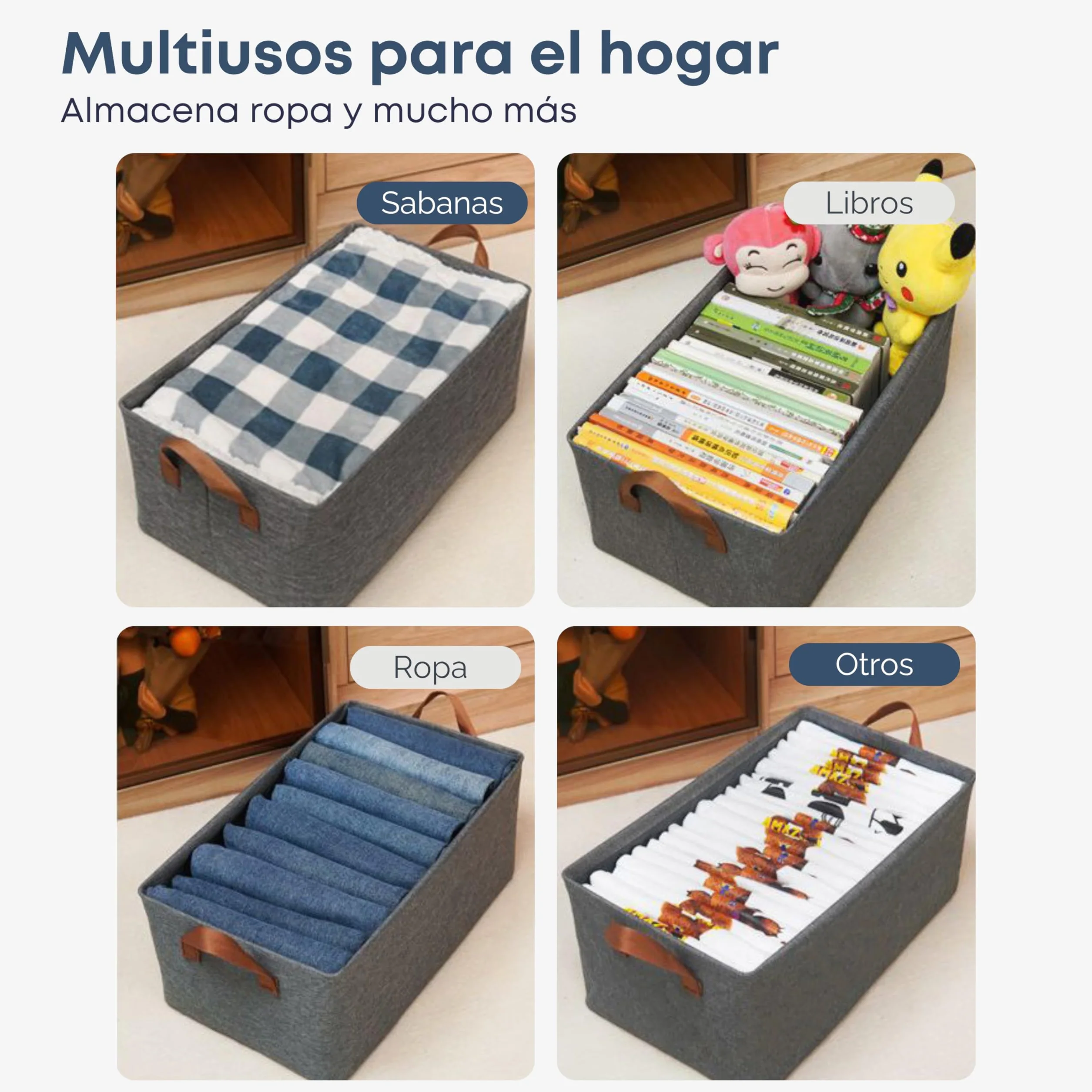 Cajas Organizadoras XL 46x28x20cm Organizador Armario Ropa 3ud