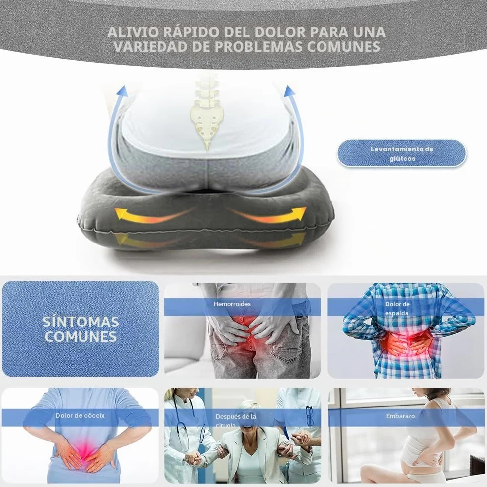 Cojín Asiento Multifuncional Hinchable en Forma de Rosquilla para Hemorroides, Cóccix y Dolor Postquirúrgico