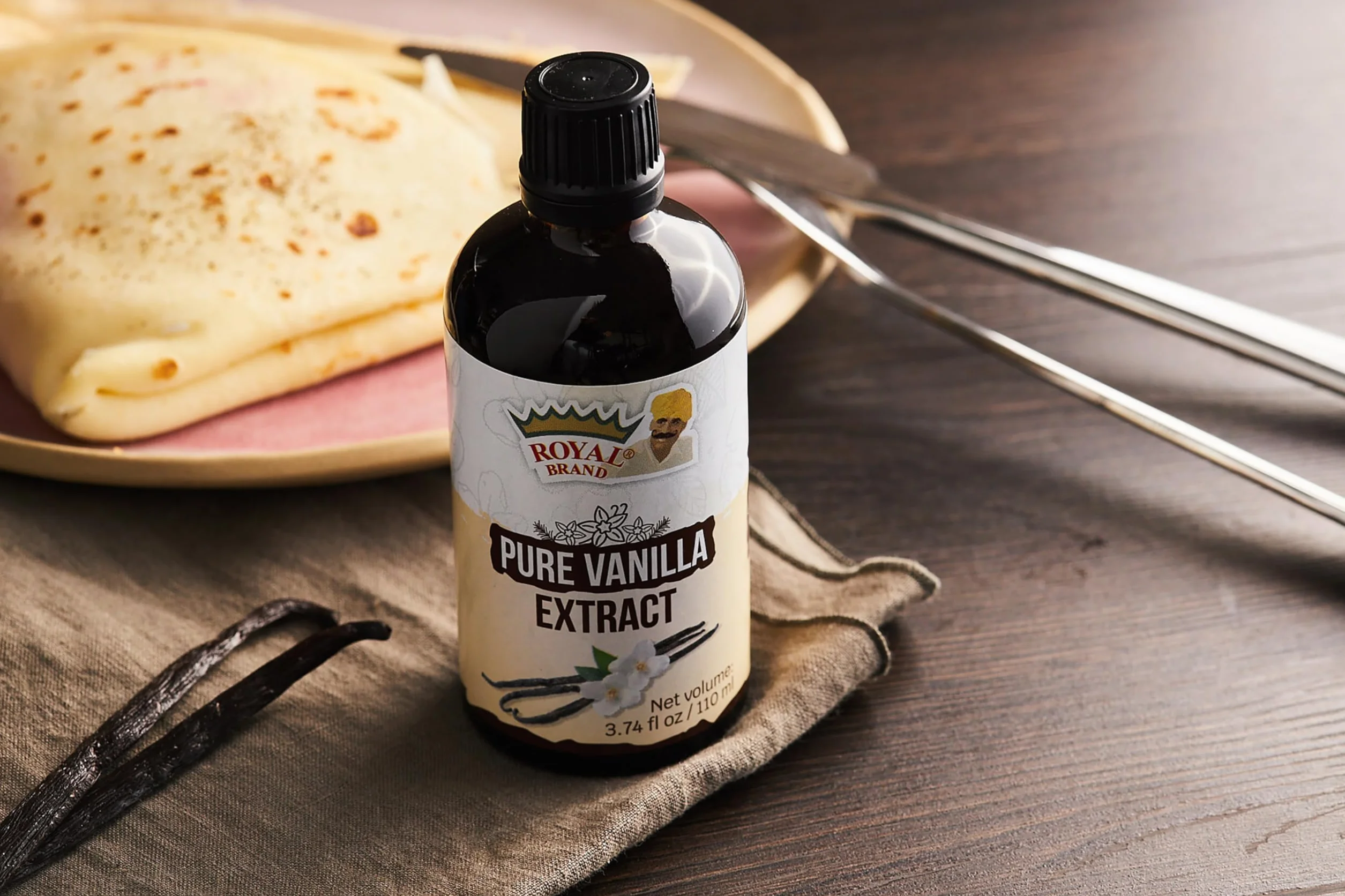 Royal Brand Extracto de Vainilla Puro 110 ml Botella de Vidrio Sin Azúcar