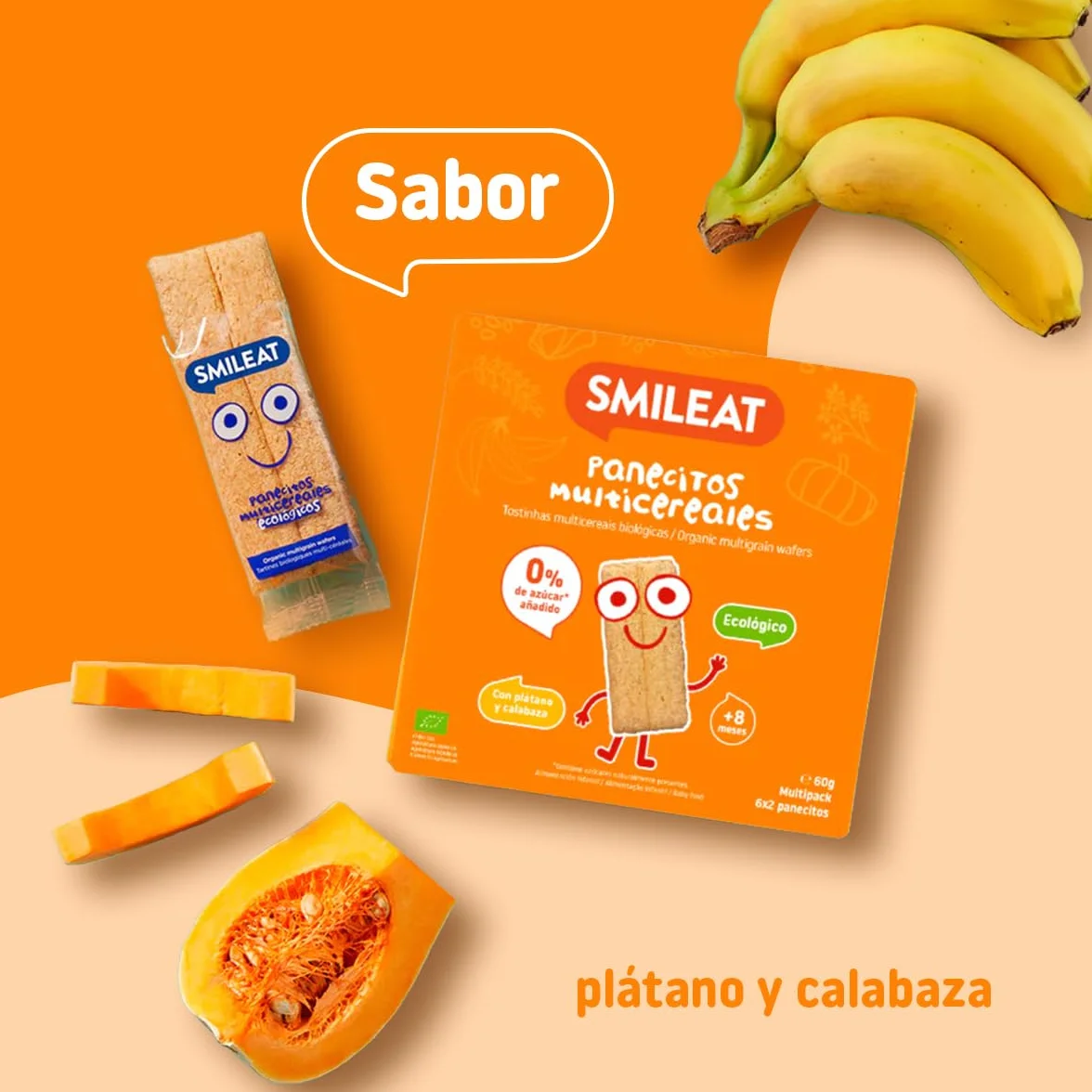 Smileat Panecitos Multicereales Snack 8 Meses Sin Gluten Sin Azúcar Añadido 60g