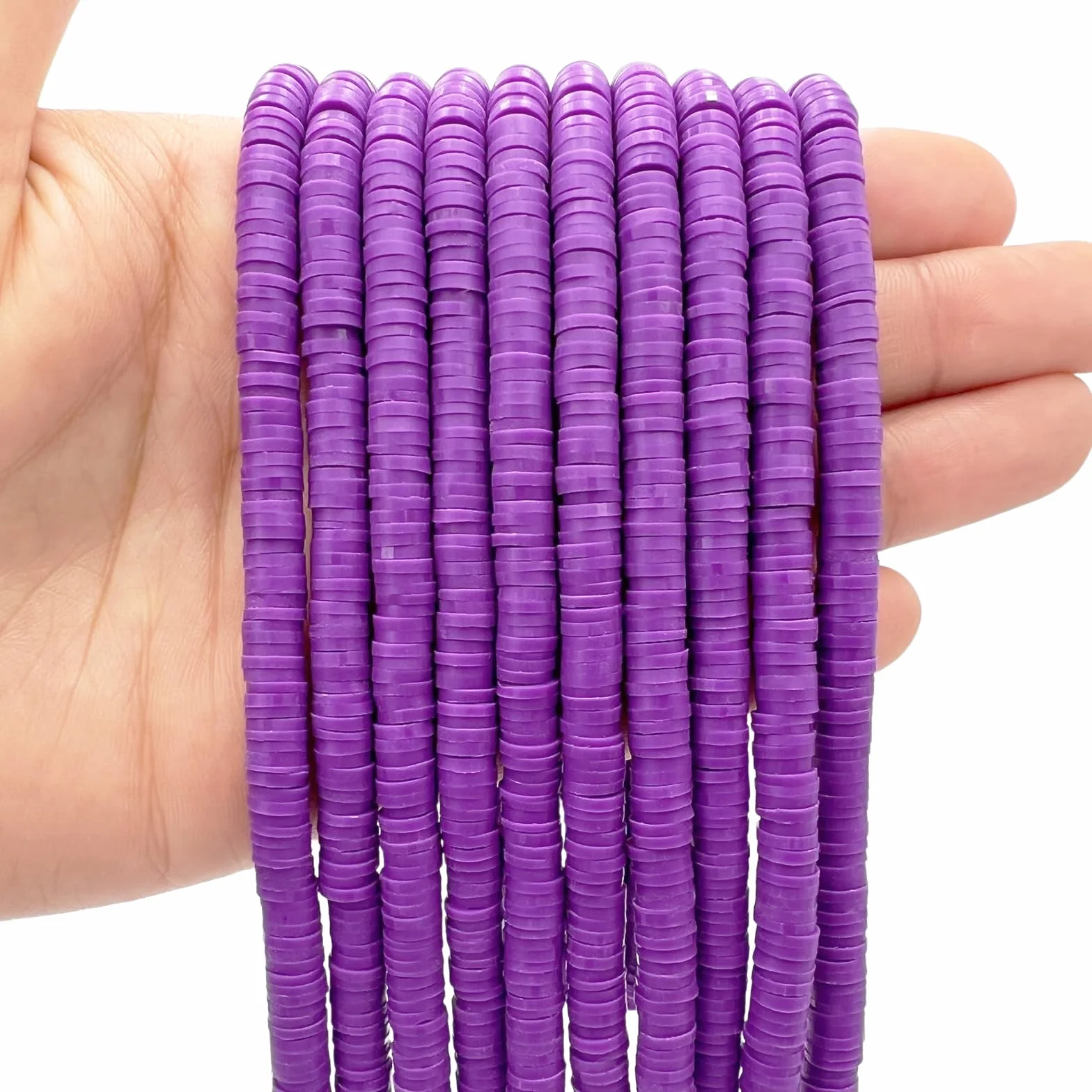 Cuentas de arcilla de 10 hebras, cuentas Heishi para apilar pulseras, cuentas de arcilla morada para adultos, kit de cuentas de arcilla plana para pulseras de la amistad, kit de fabricación
