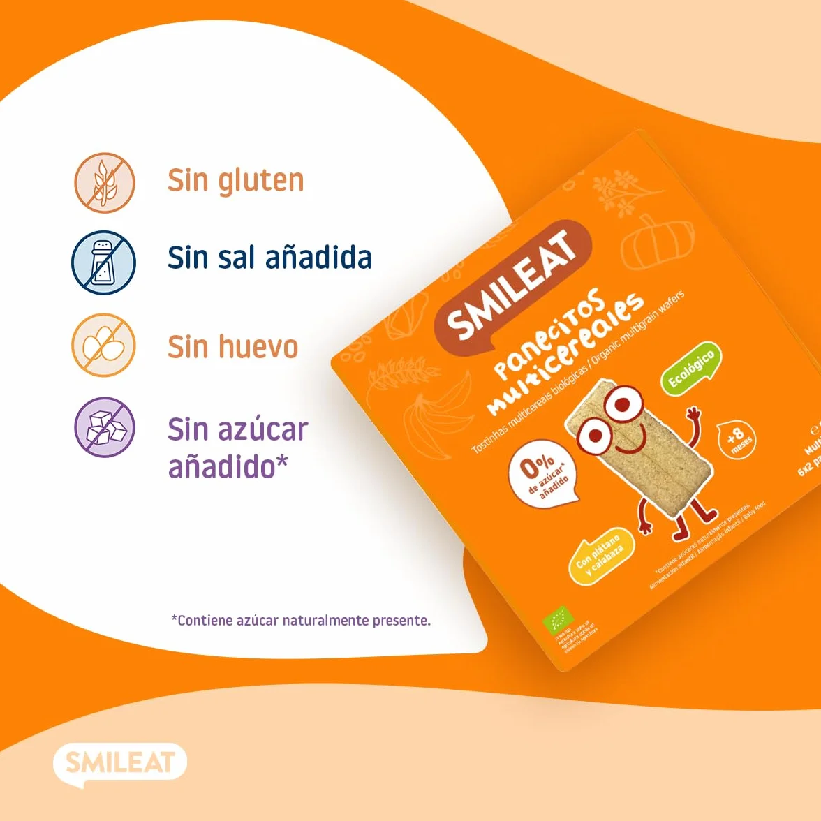 Smileat Panecitos Multicereales Snack 8 Meses Sin Gluten Sin Azúcar Añadido 60g
