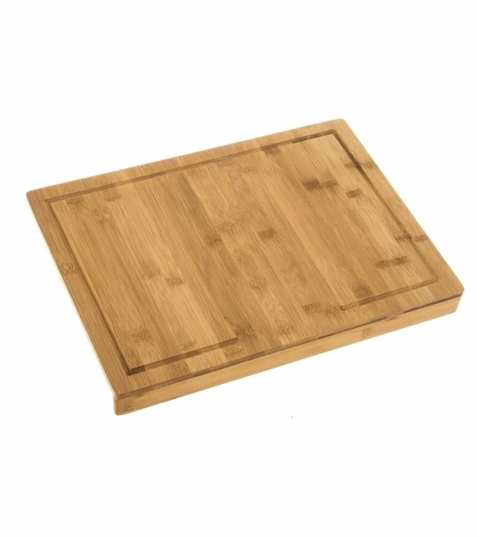 DAMDAM GO Tabla de Cortar Bambú 45x34 cm Antideslizante Ranura Antigoteo Multifuncional
