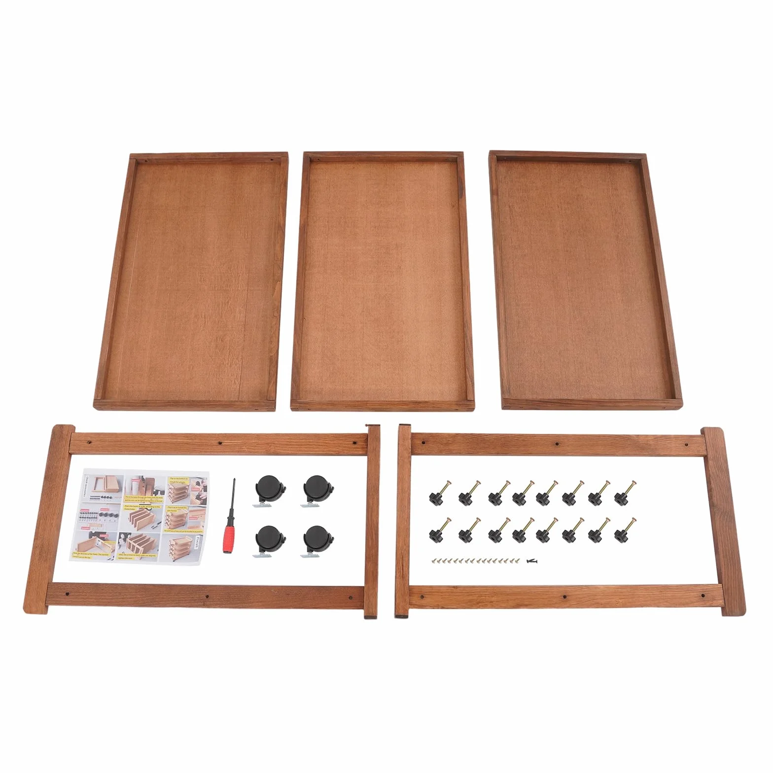 WooDerson Carro con ruedas, 3 niveles de madera, organizador de almacenamiento, carrito de madera para suministros de arte, carrito de almacenamiento multifuncional con ruedas y asas, capacidad de