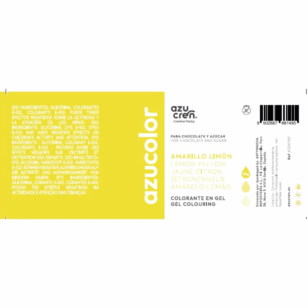 Azucren AZUCOLOR Colorante Alimentario en Gel 50 Gr Amarillo Limón