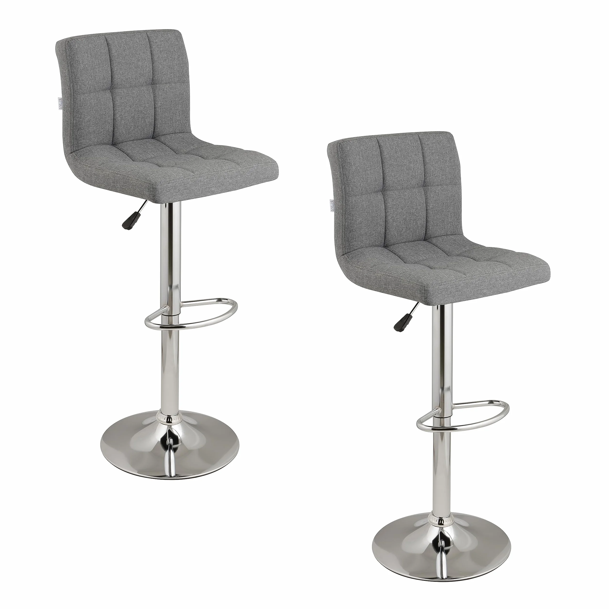 Baroni Home Taburetes de Bar Ajustables Giratorios 360° con Respaldo, Acero Cromado Gris