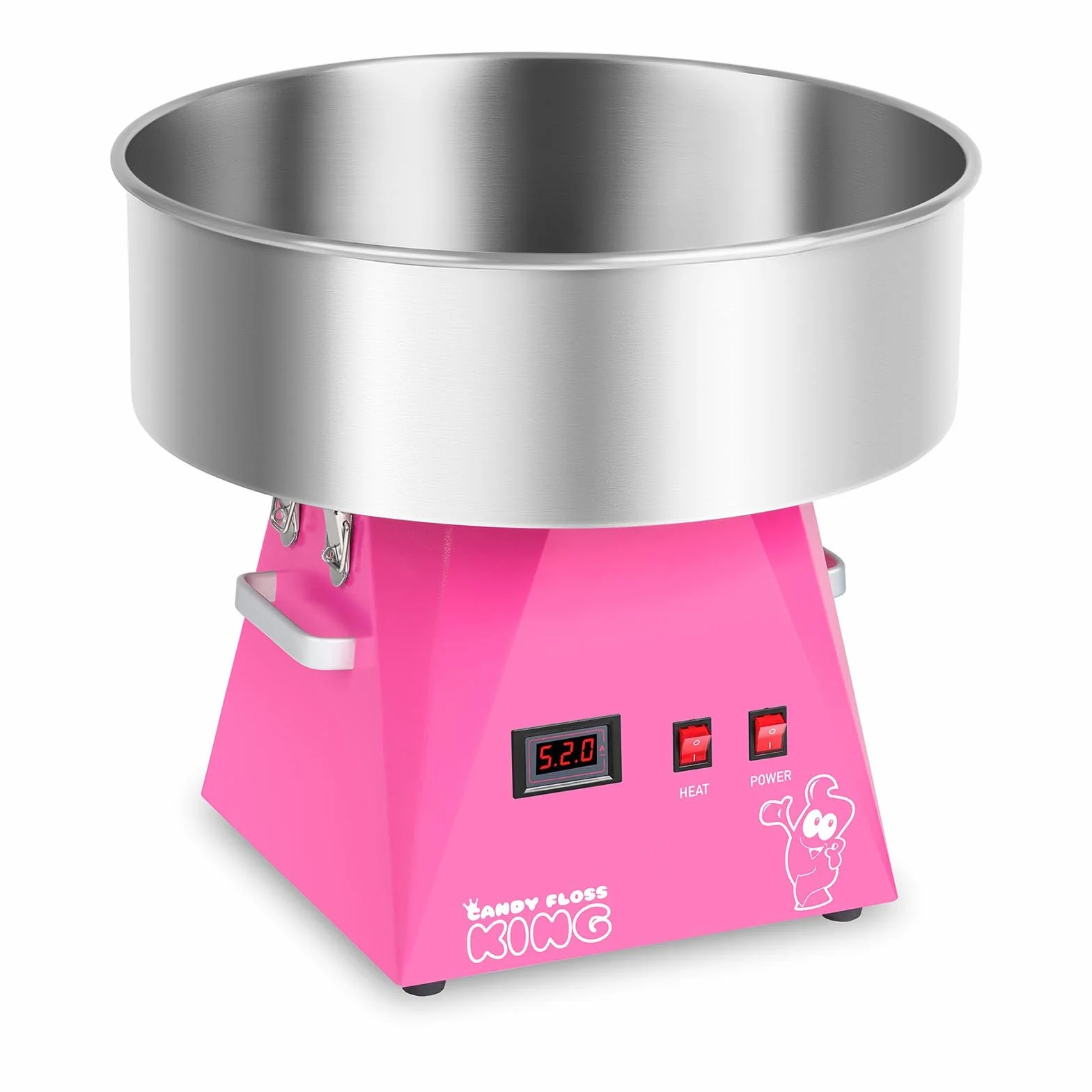 Royal Catering RCZK-1030-W-R Máquina de Algodón de Azúcar Industrial 1200W 52 cm Acero Inoxidable Rosa
