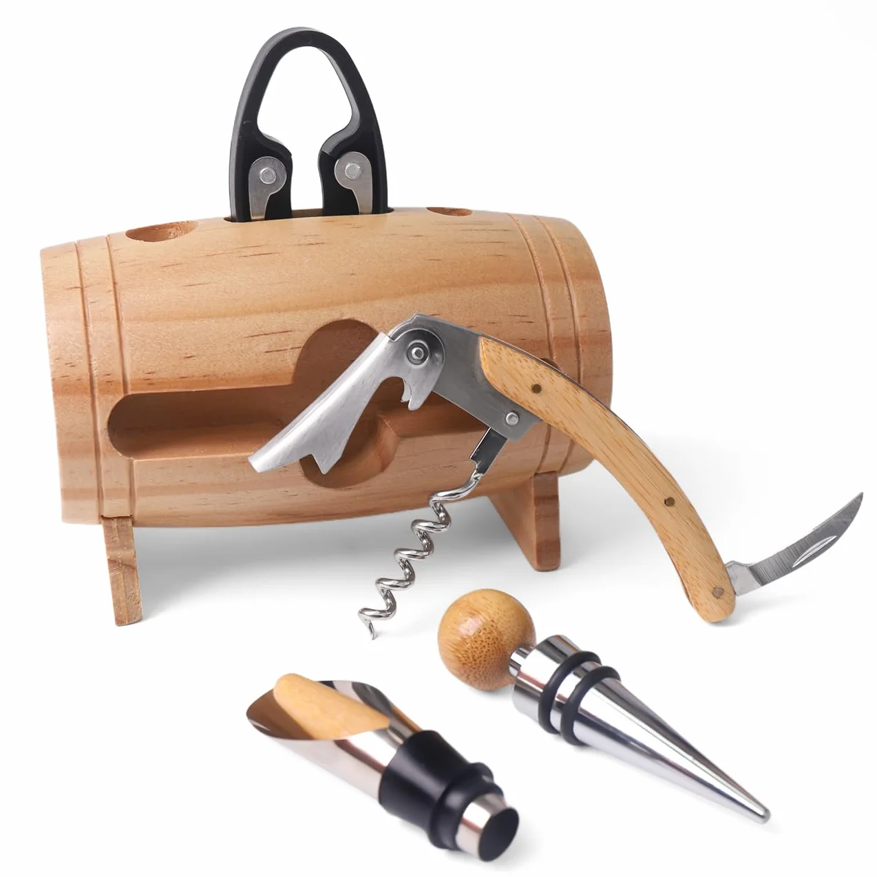 Juego de Sacacorchos Abridor de Vino con Accesorios para Sumiller Barril 01