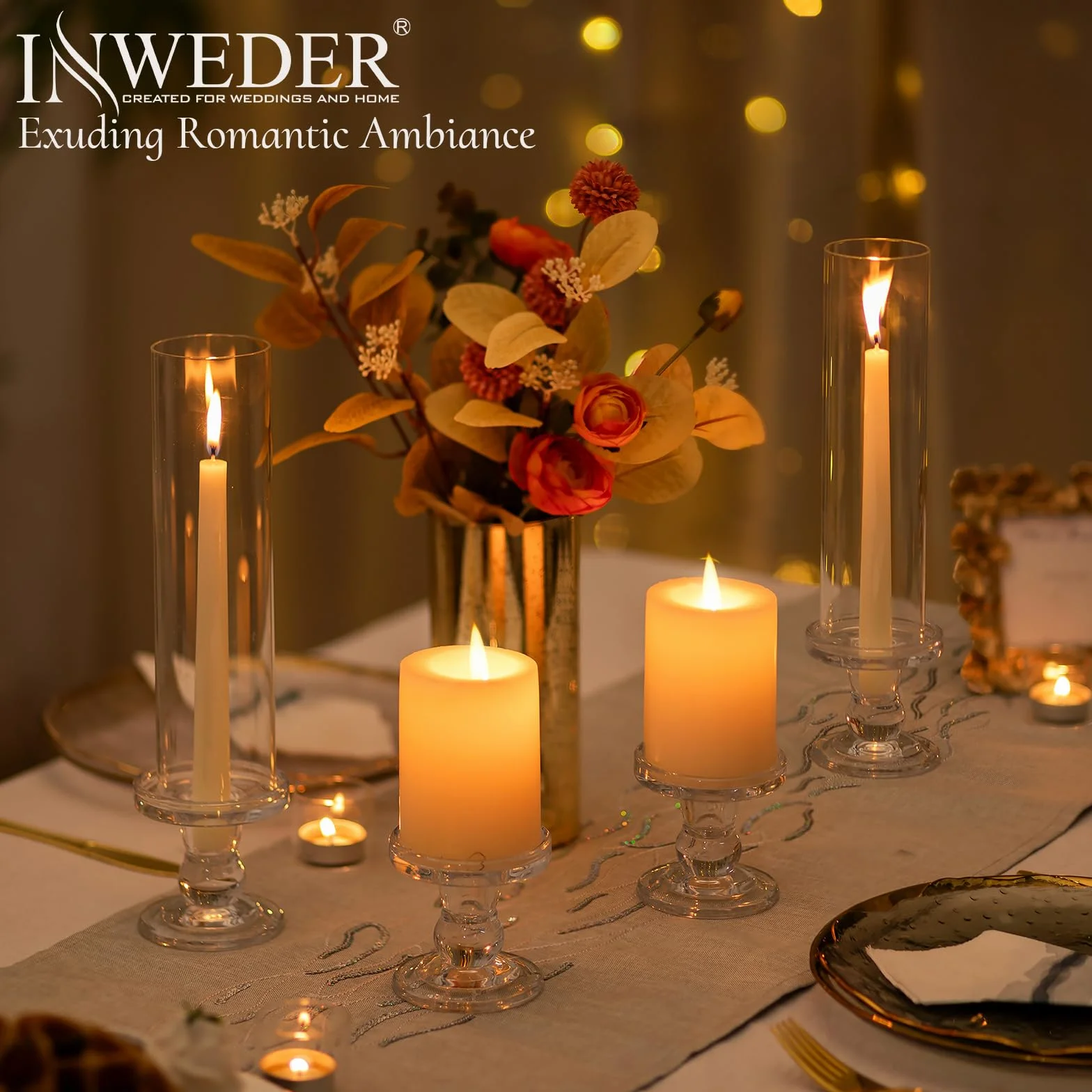 Portavelas de cristal con forma de pilar: 10 portavelas para bodas, fiestas, candelabros cilíndricos para Navidad, portavelas transparentes de 25 cm para decoración del hogar, S