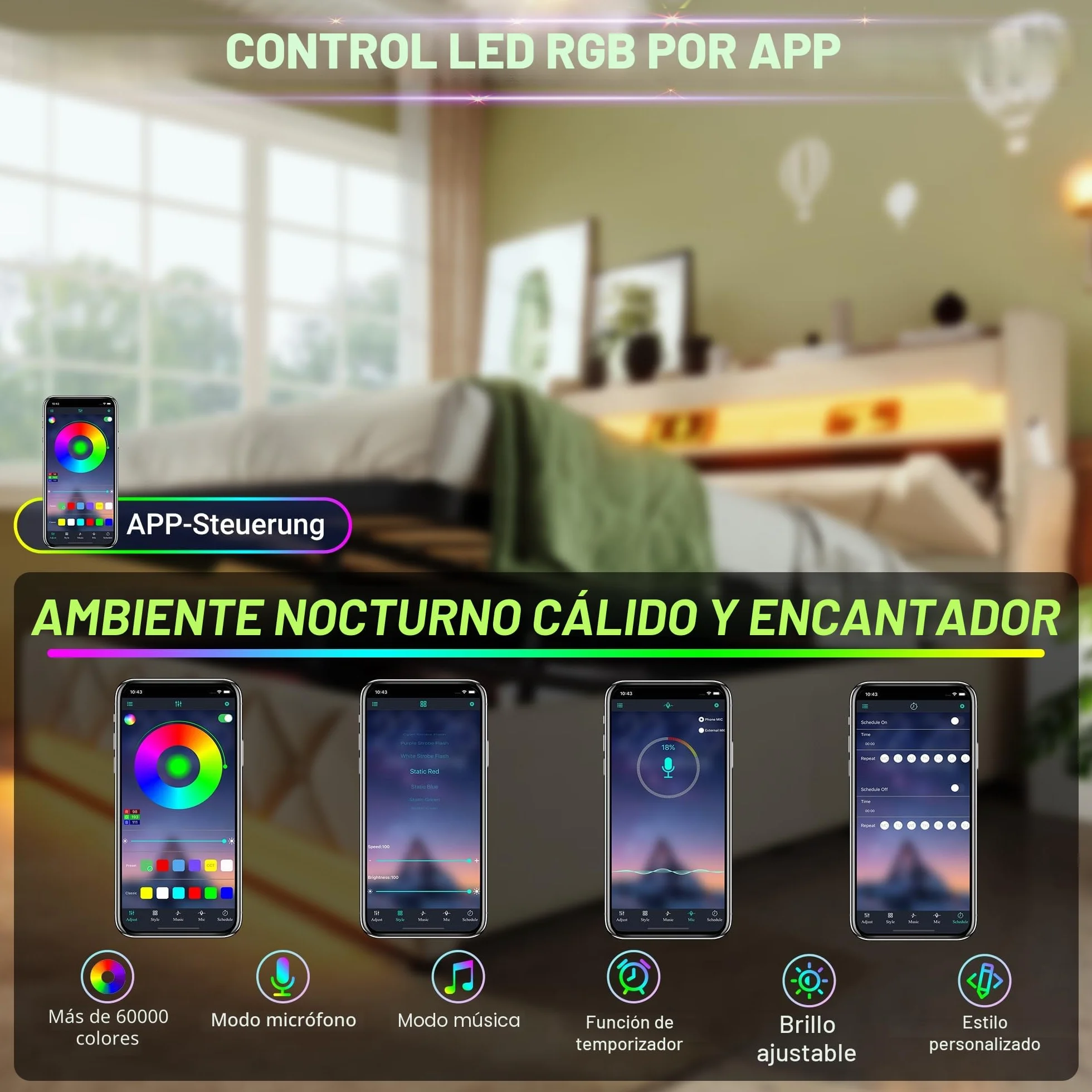 Cama tapizada de 180 x 200 cm, cama doble, cabecero de almacenamiento con conexiones USB y tipo C, iluminación LED en la cabecera y los pies de la cama, con espacio de almacenamiento hidráulico, lino