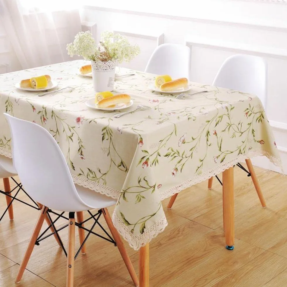 Manteles Mesa Antimanchas Algodón y Lino Ligero para Bufé Fiesta Cena Boda Picnic y Más Beige 100 × 100cm