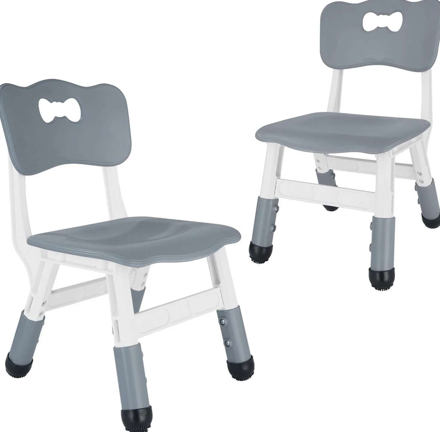 FUNLIO Silla Infantil Ajustable (2pcs), Silla de Altura Ajustable de 3 Niveles para Niños de 3-8 Años, Infantil con Soporte Máximo de 220lbs, para Aulas/Cuarteles/Hogares - Gris