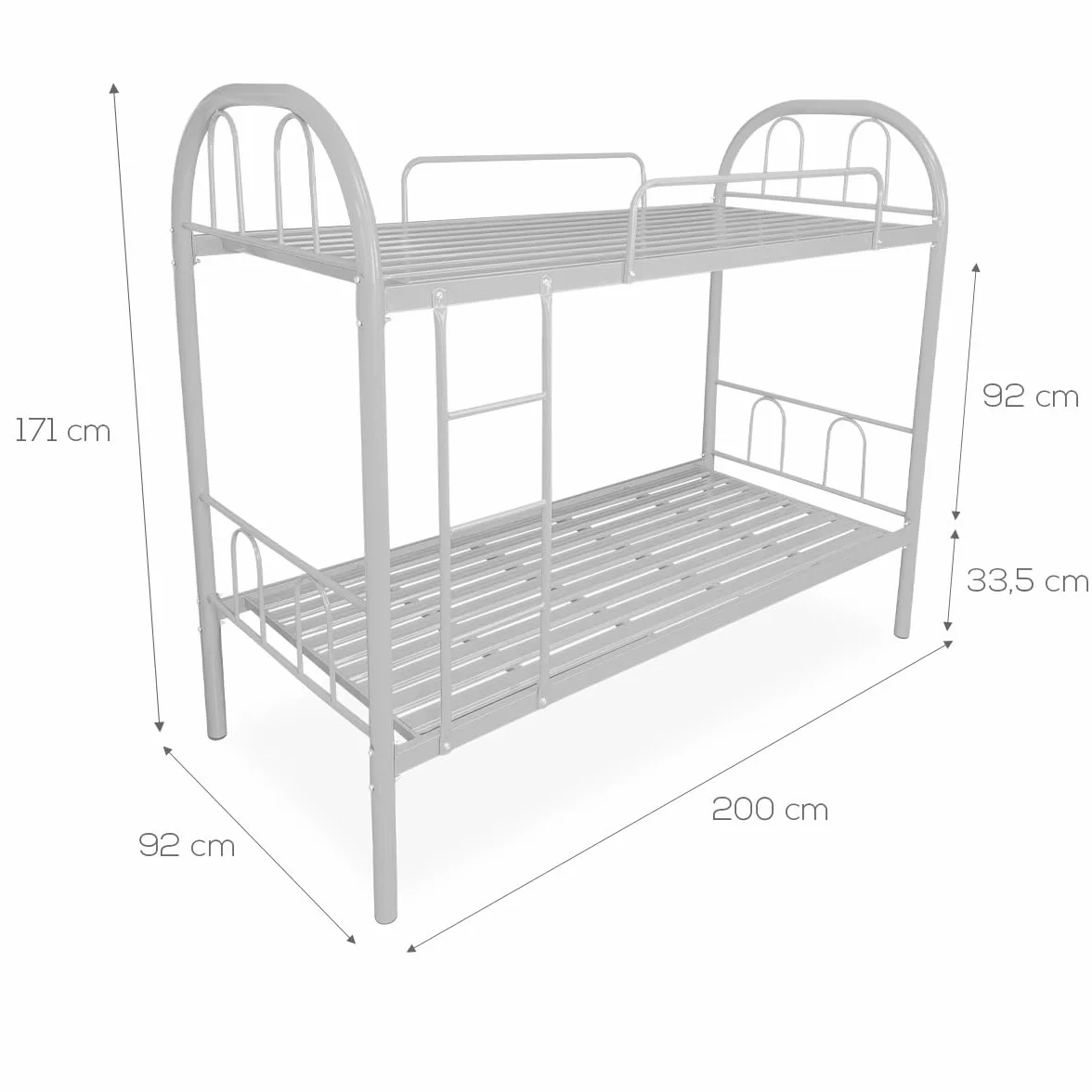 mattfy - Litera Reforzada Completa con Barandilla y Escalera Metálica, Modelo Karma, Estructura Tubular, Práctica y Funcional, 90x190