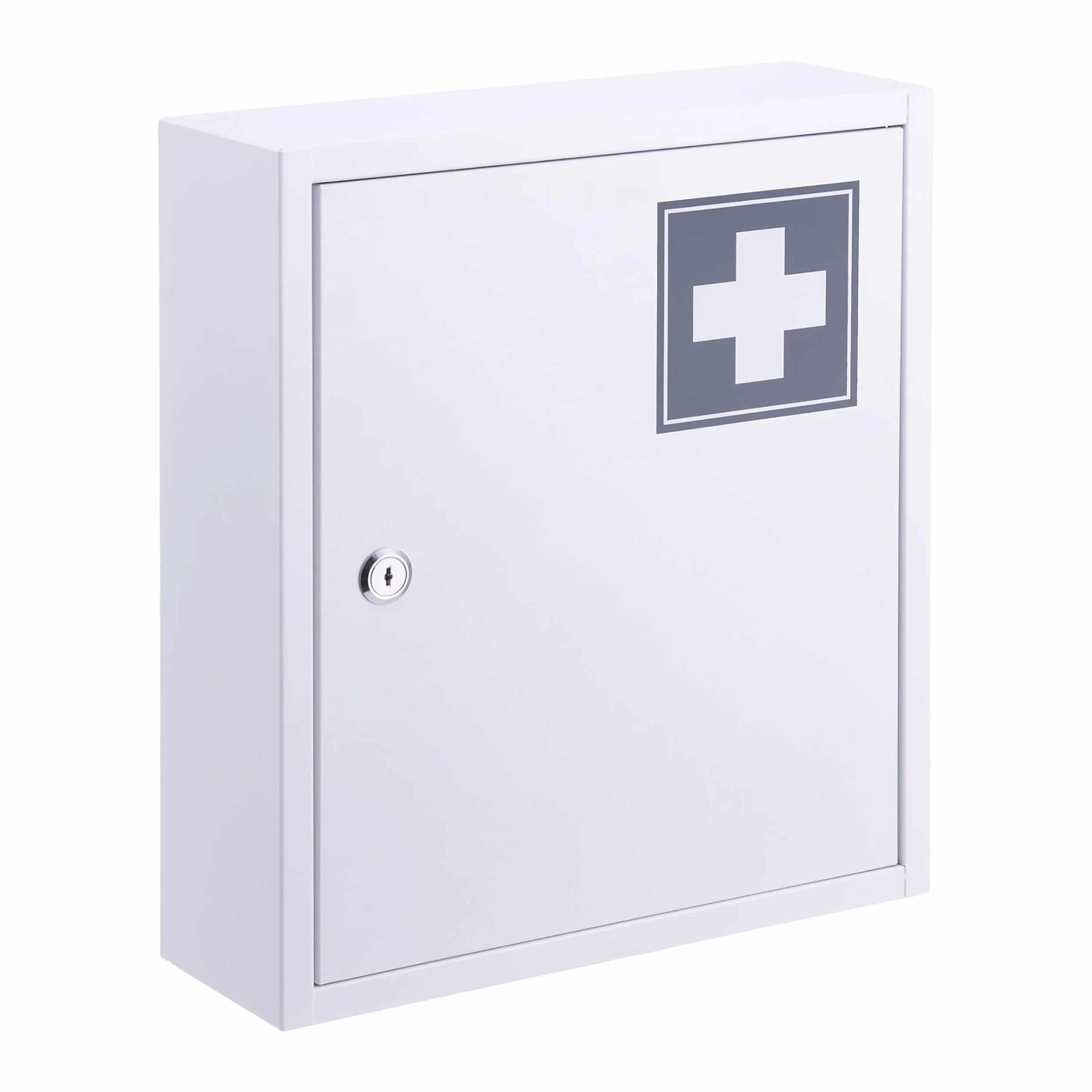 Relaxdays Armario botiquín con Cerradura 3 Compartimentos 36x31,5x10 cm Blanco/Gris