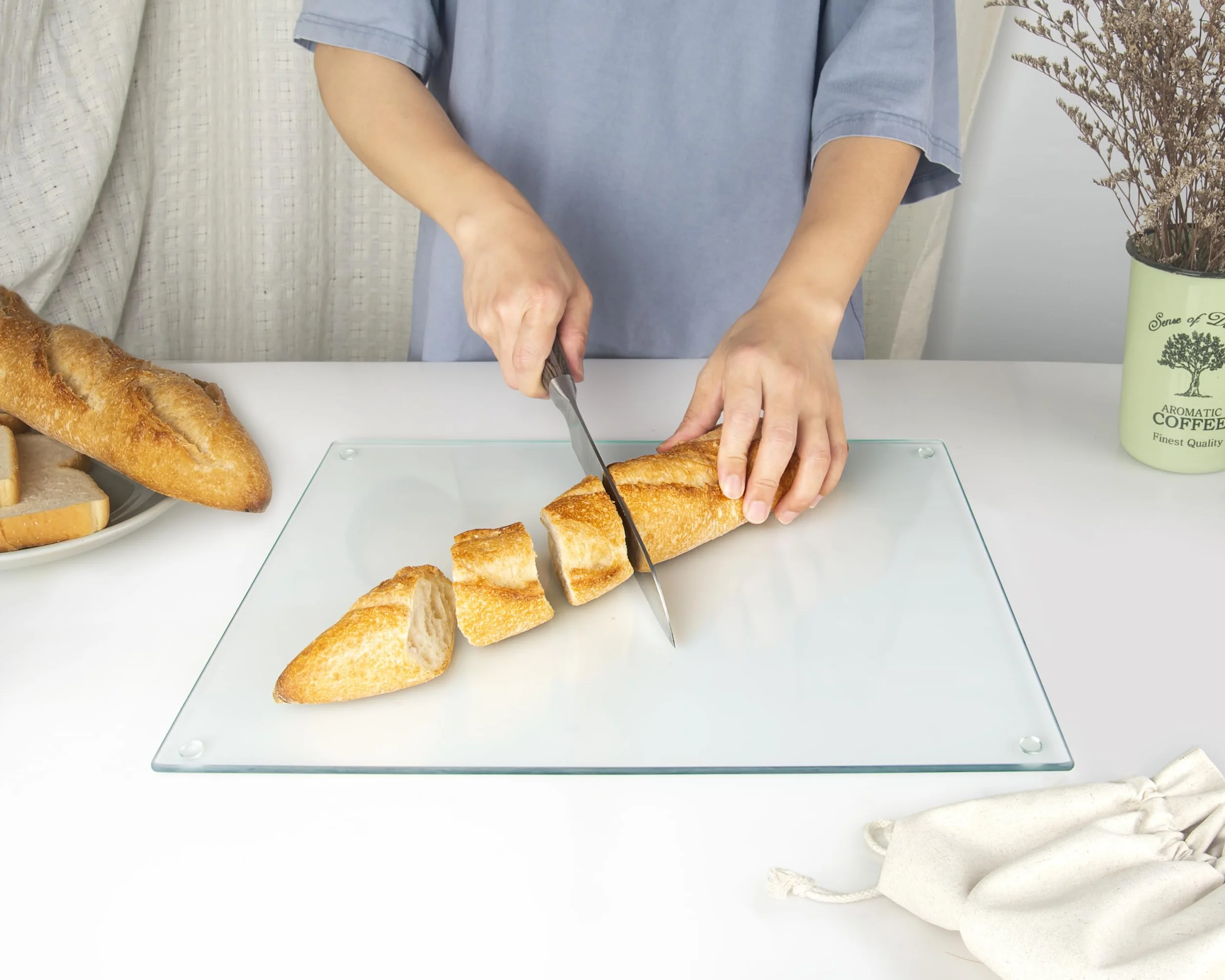 Tabla de Cortar de Vidrio 40 x 30 cm Protector Encimera Vidrio Templado Resistente Arañazos TRANSPARENTE