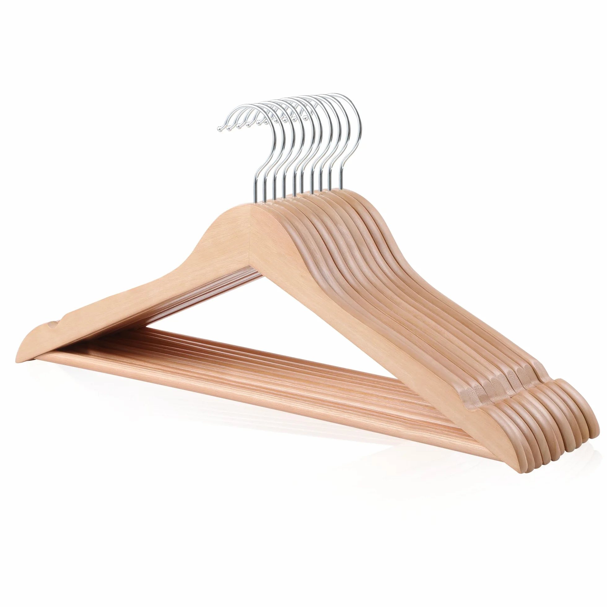 Amazon Basics Perchas de madera para traje natural 10 unidades