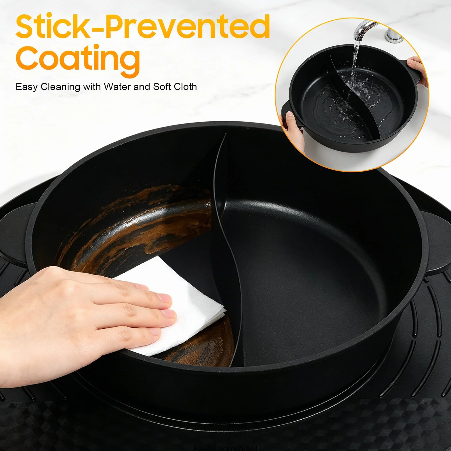 Parrilla de raclette y Hotpot 2 en 1, Calentador eléctrico de acero inoxidable antiadherente