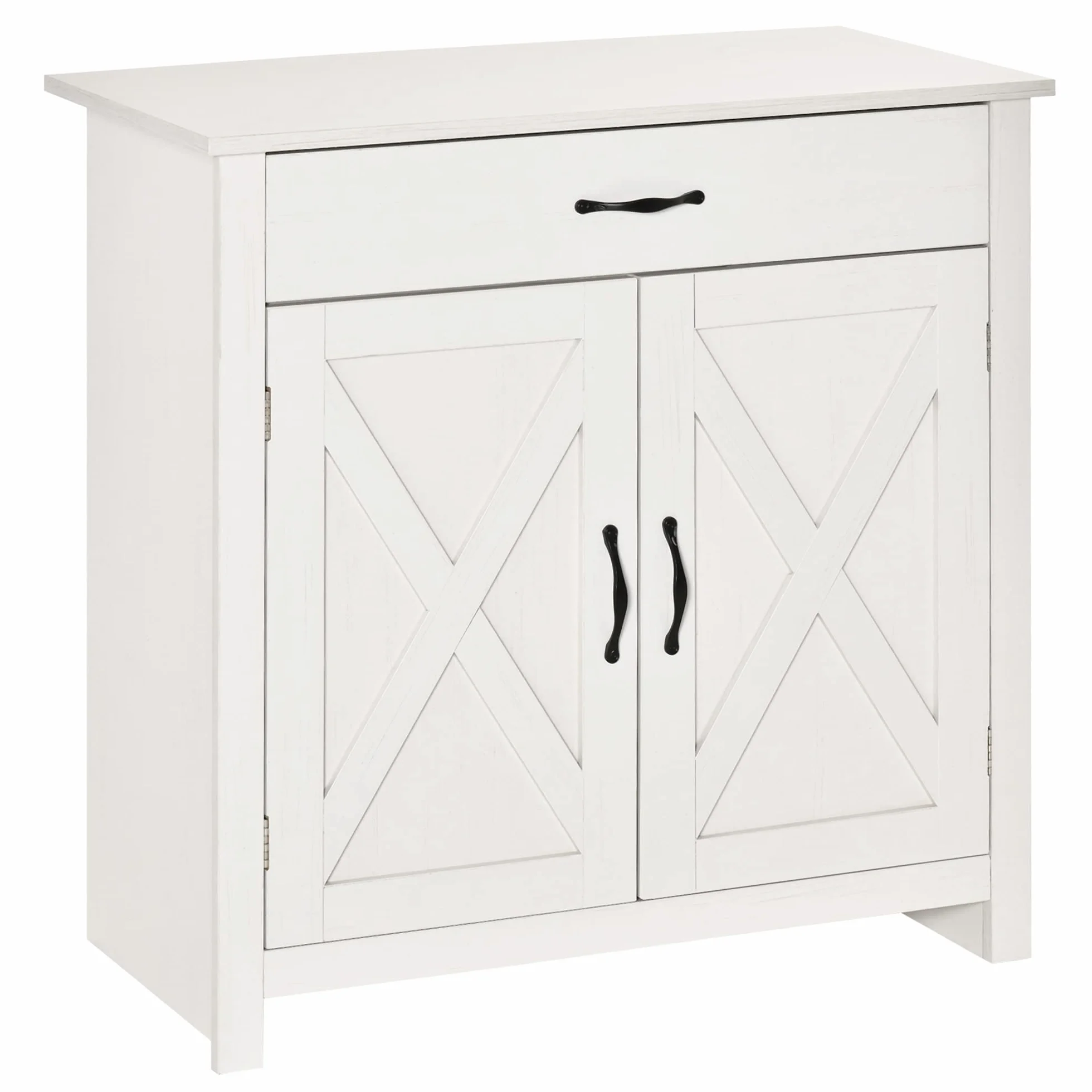 HOMCOM Aparador de Cocina Buffet para Salón con 1 Cajón 2 Puertas y Estante Interior Ajustable Mueble Auxiliar Decorativo para Comedor 80x39,7x80 cm Blanco Lavado