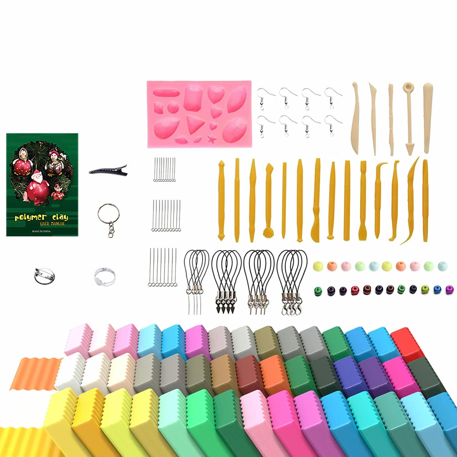 Pasta de polímero de 24 / 32 / 60 colores seguros y no tóxicos para pasta de polímero, manualidades con herramientas y accesorios, el mejor regalo para los niños (60 colores)