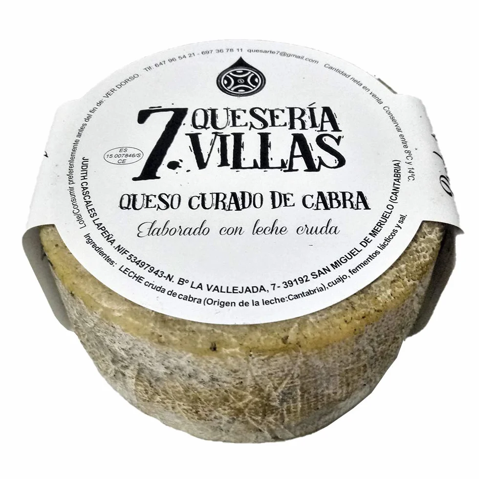 Queso curado de cabra artesanal Quesería 7 Villas Cantabria leche cruda